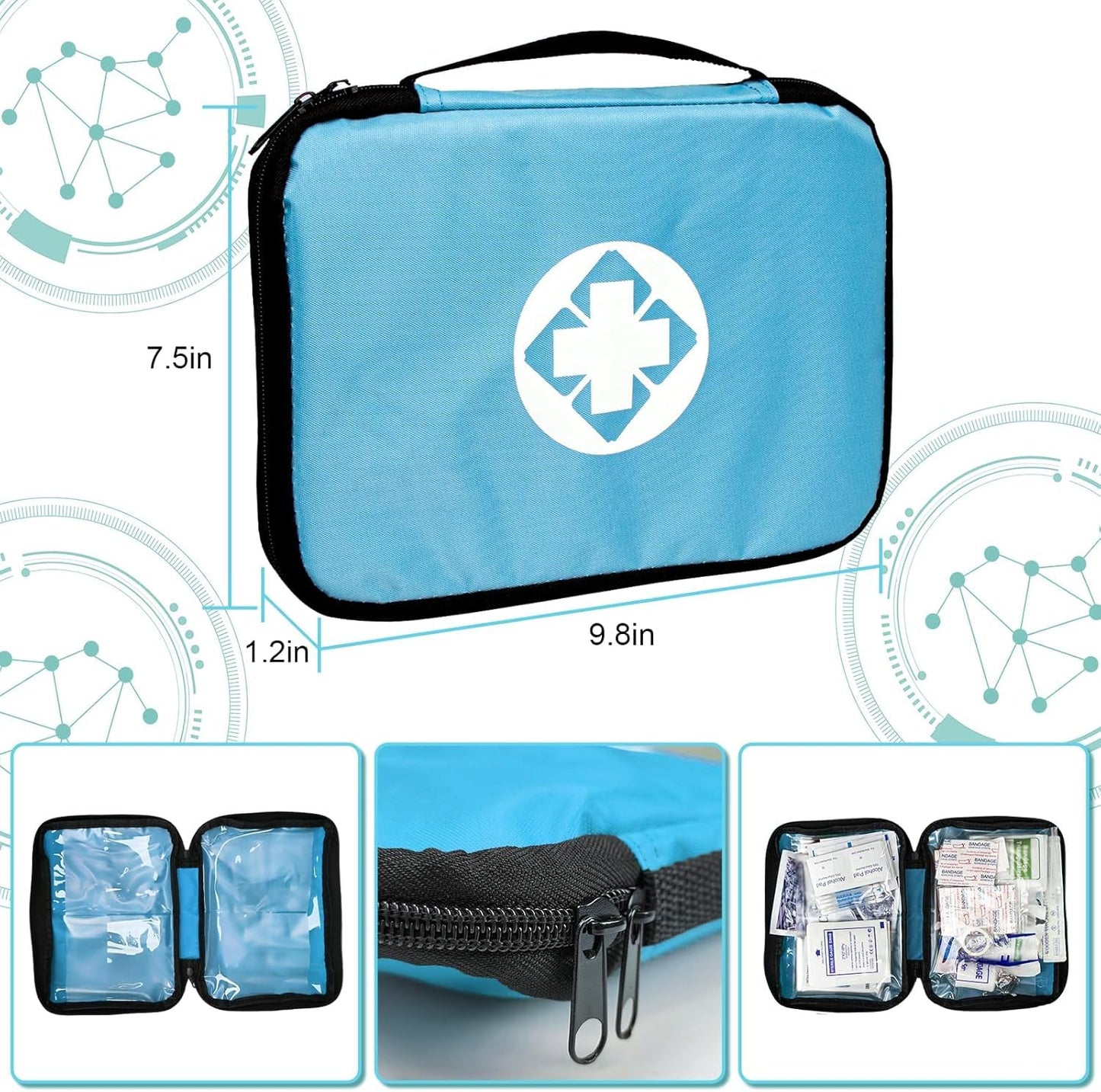 Travel-First Aid-Kit Car-Home 300PCS Survival-Kit Outdoor-Adventure - Small Portable Red Emergency Essential Sets Office Hiking Camping Business Public Must Have First Aid Gear Equipment 1st Aid