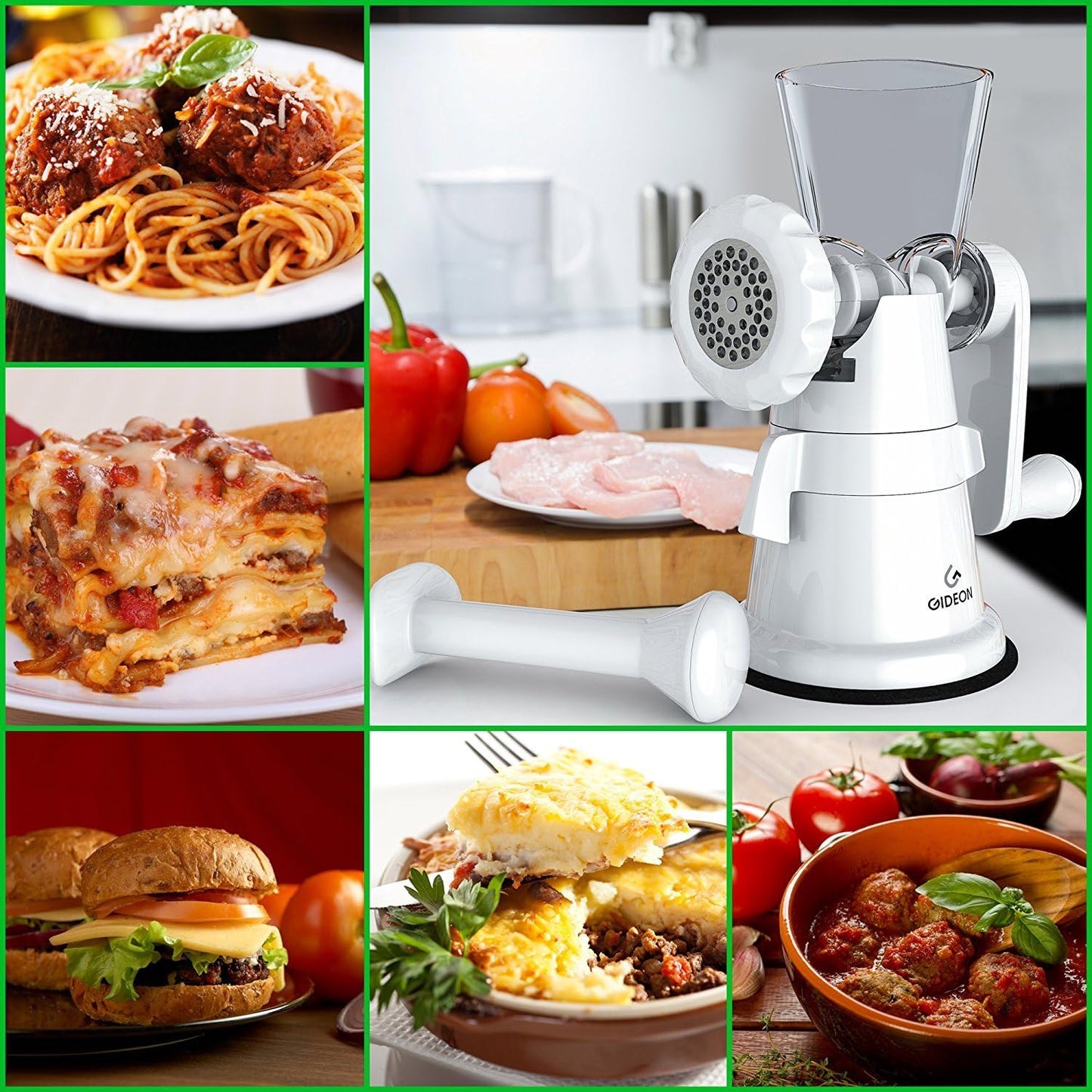 Gideon Hand Crank Manual Meat Grinder Heavy Duty Stainless Steel Blades with Powerful Suction Base Effortlessly Grind Meat, Vegetables, Garlic, Fruits, etc.