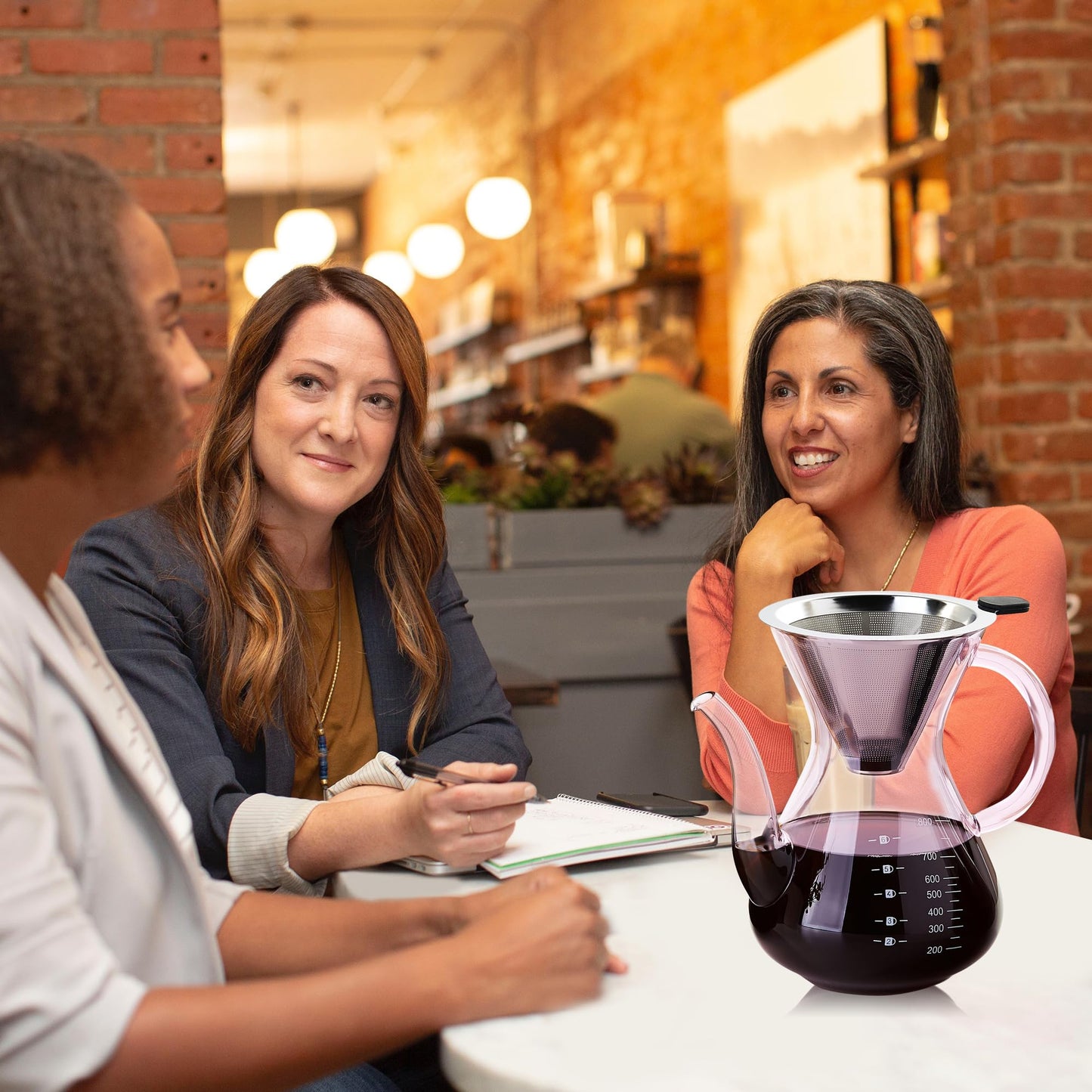 Unbreakable - Pour Over Coffee Maker with Double Stainless Filter 34 fl oz, Thickened Heat-Resistant Borosilicate Glass Pour Over Coffee Dripper, Stovetop Safe