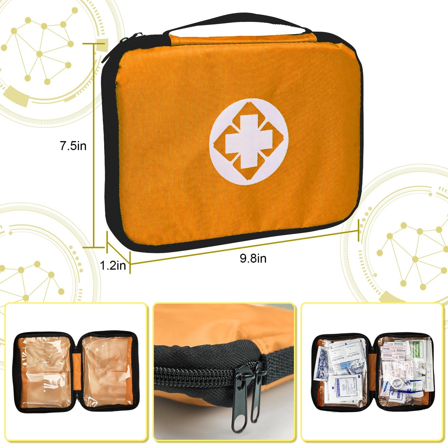 Travel-First Aid-Kit Car-Home 300PCS Survival-Kit Outdoor-Adventure - Small Portable Red Emergency Essential Sets Office Hiking Camping Business Public Must Have First Aid Gear Equipment 1st Aid