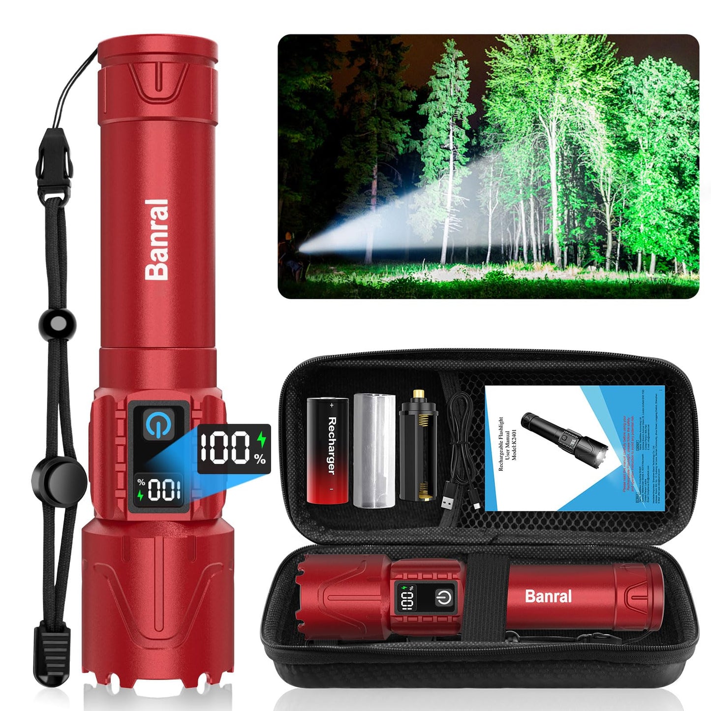 Rechargeable Flashlights High Lumens - Super Bright LED Tactical Flash Light, Powerful Waterproof Handheld USB C Flashlight for Camping,Emergencies,Home,5 Modes,Zoomable (2, Black)