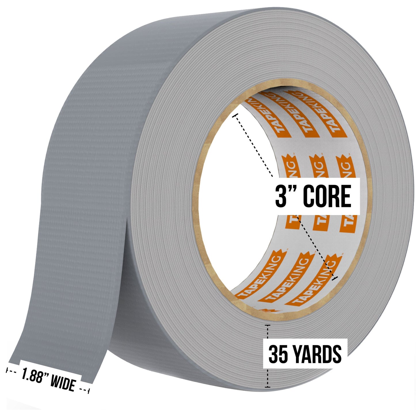 Tape King Silver Duct Tape Heavy Duty | Versatile Packing Tape 1.88 Inch x 35 Yards | Waterproof Tape Roll for Home Improvement, Office Use, Wrapping, Sealing, Crafting and General Repairs (3 Pack)
