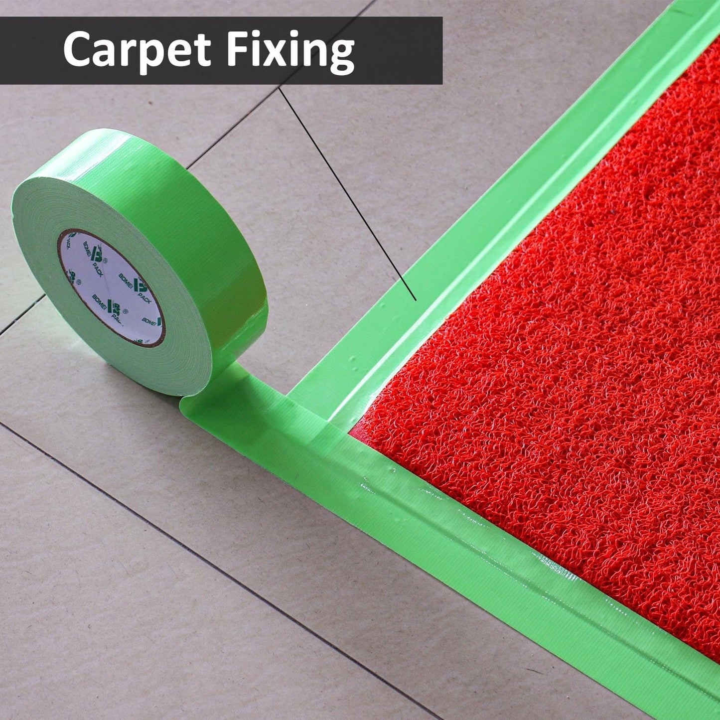 BOMEI PACK Green Duct Tape, 3Rolls Heavy Duty Strong Industrial Color Duct Tape 9mil x 1.88inch x 30yds for Packing and Repairing