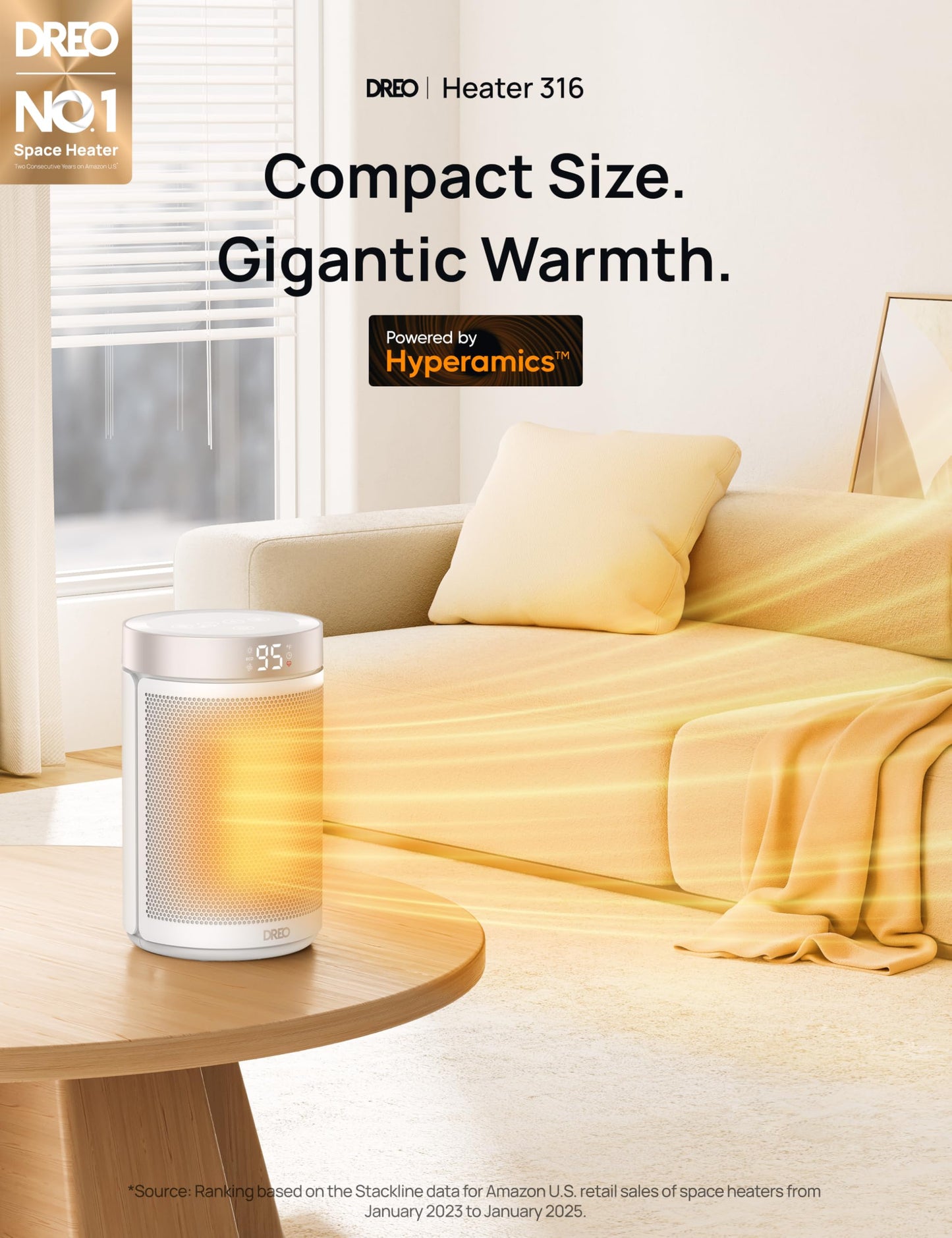 Dreo Space Heater, Portable Electric Heaters for Indoor Use with Thermostat and Remote, 2024 Upgraded, Digital Display, 12H Timer, 5 Mode, 1500W PTC Ceramic Fast Safety Heat for Office Bedroom Home