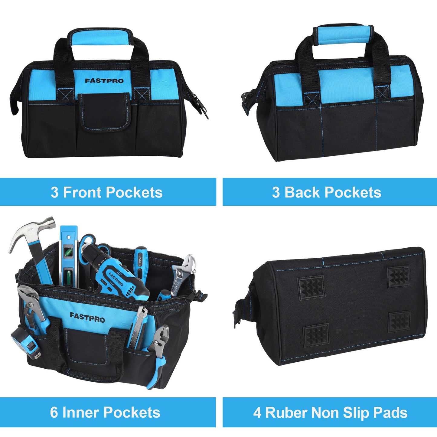 FASTPRO 232-Piece 20V Cordless Lithium-Ion Drill Driver & Home Tool Set, Household Repairing Tool Kit with Drill, 12-Inch Wide Mouth Storage Tool Bag, Green