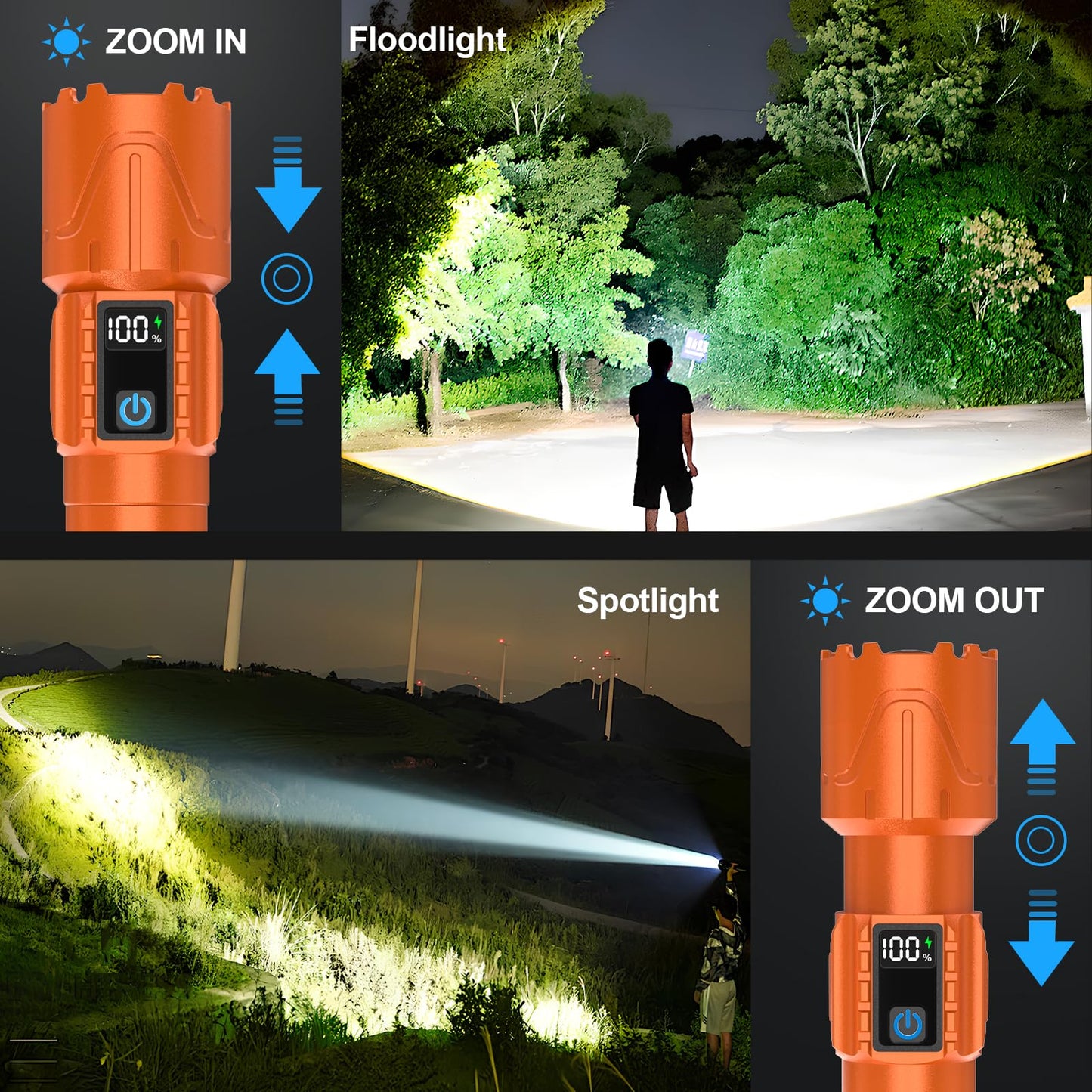 Rechargeable Flashlights High Lumens - Super Bright LED Tactical Flash Light, Powerful Waterproof Handheld USB C Flashlight for Camping,Emergencies,Home,5 Modes,Zoomable (2, Black)