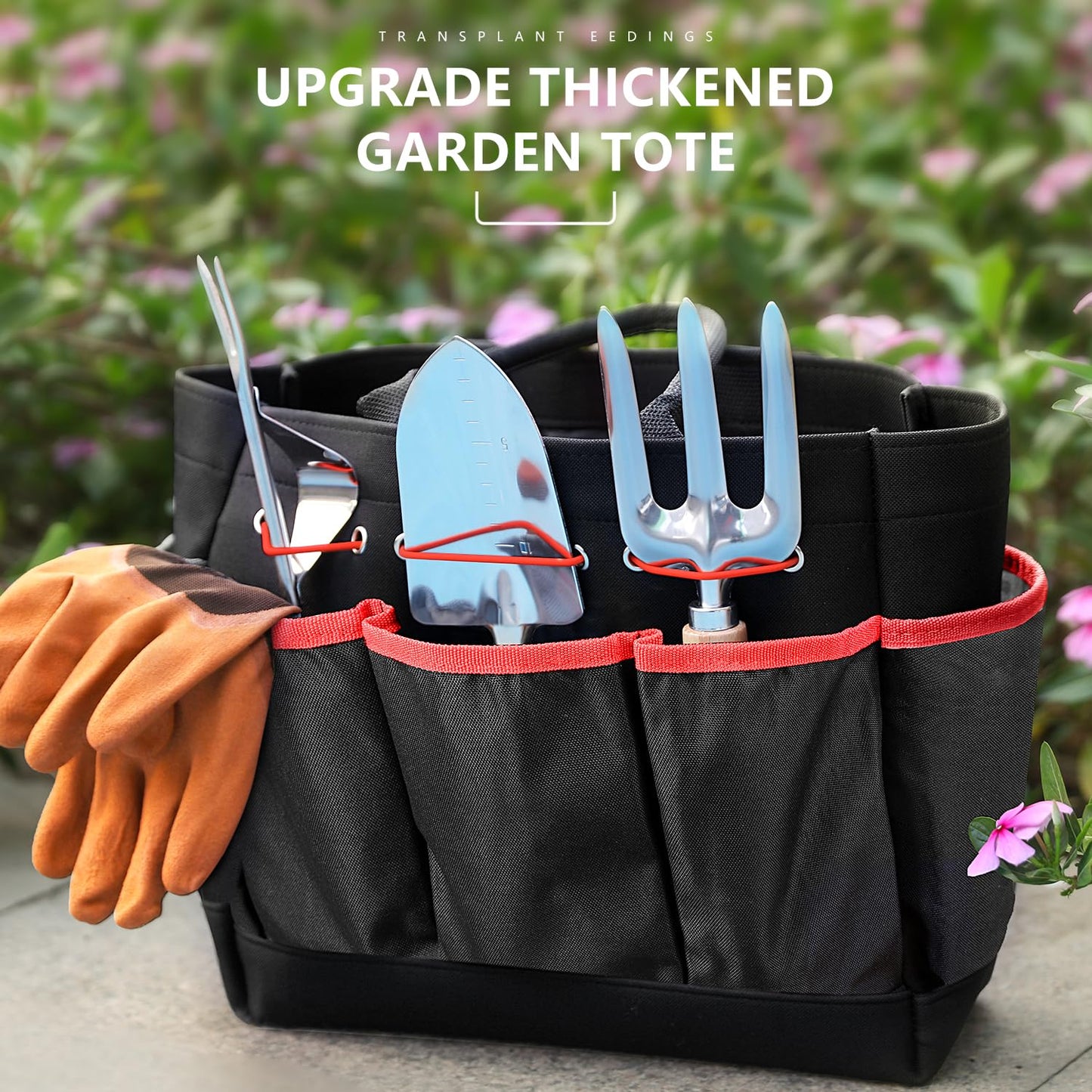Gardening Tools 9-Piece Heavy Duty Gardening Hand Tools with Fashion and Durable Garden Tools Organizer Handbag,Rust-Proof Garden Tool Set, Ideal Gardening Gifts for Women