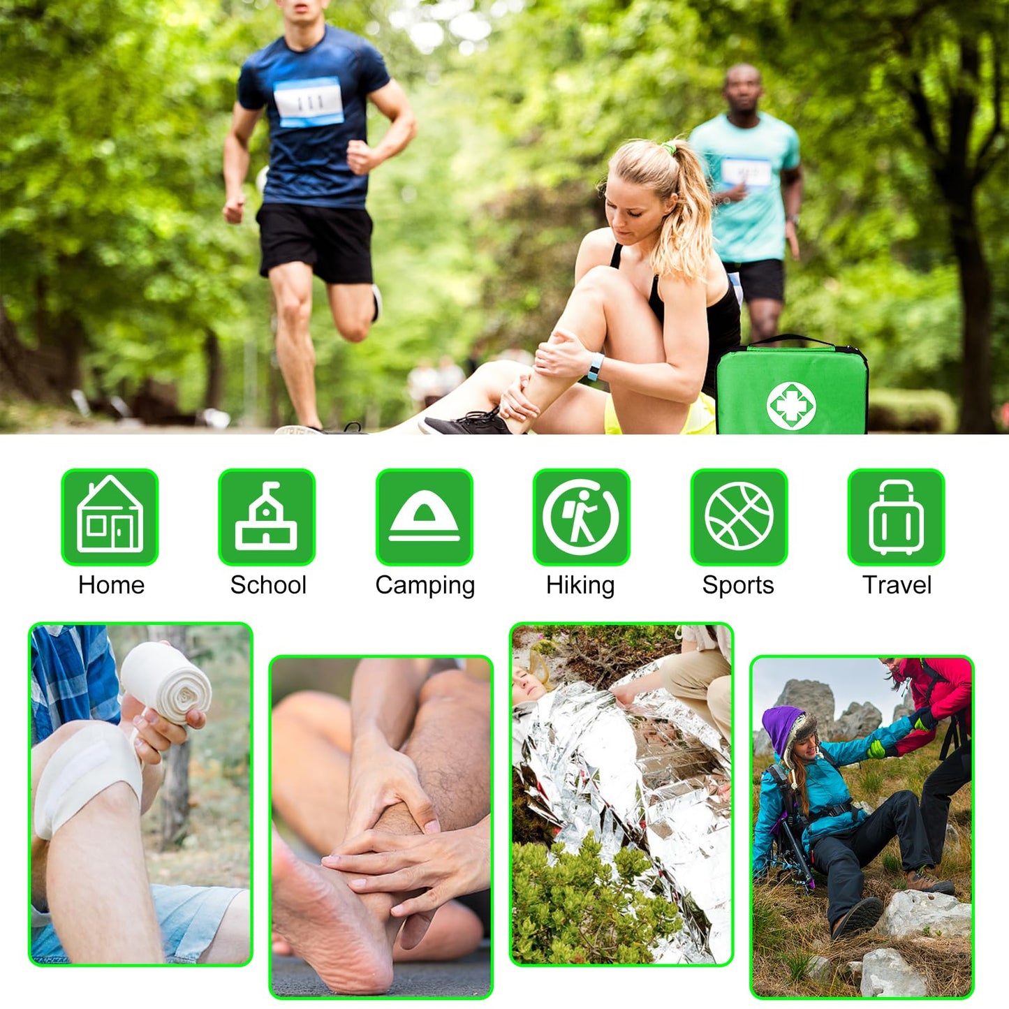 Travel-First Aid-Kit Car-Home 300PCS Survival-Kit Outdoor-Adventure - Small Portable Red Emergency Essential Sets Office Hiking Camping Business Public Must Have First Aid Gear Equipment 1st Aid