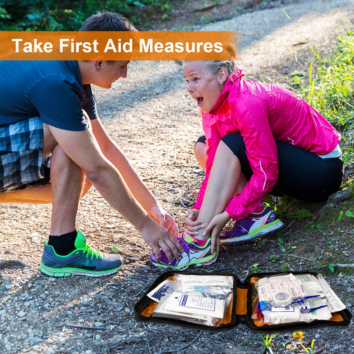 Travel-First Aid-Kit Car-Home 300PCS Survival-Kit Outdoor-Adventure - Small Portable Red Emergency Essential Sets Office Hiking Camping Business Public Must Have First Aid Gear Equipment 1st Aid