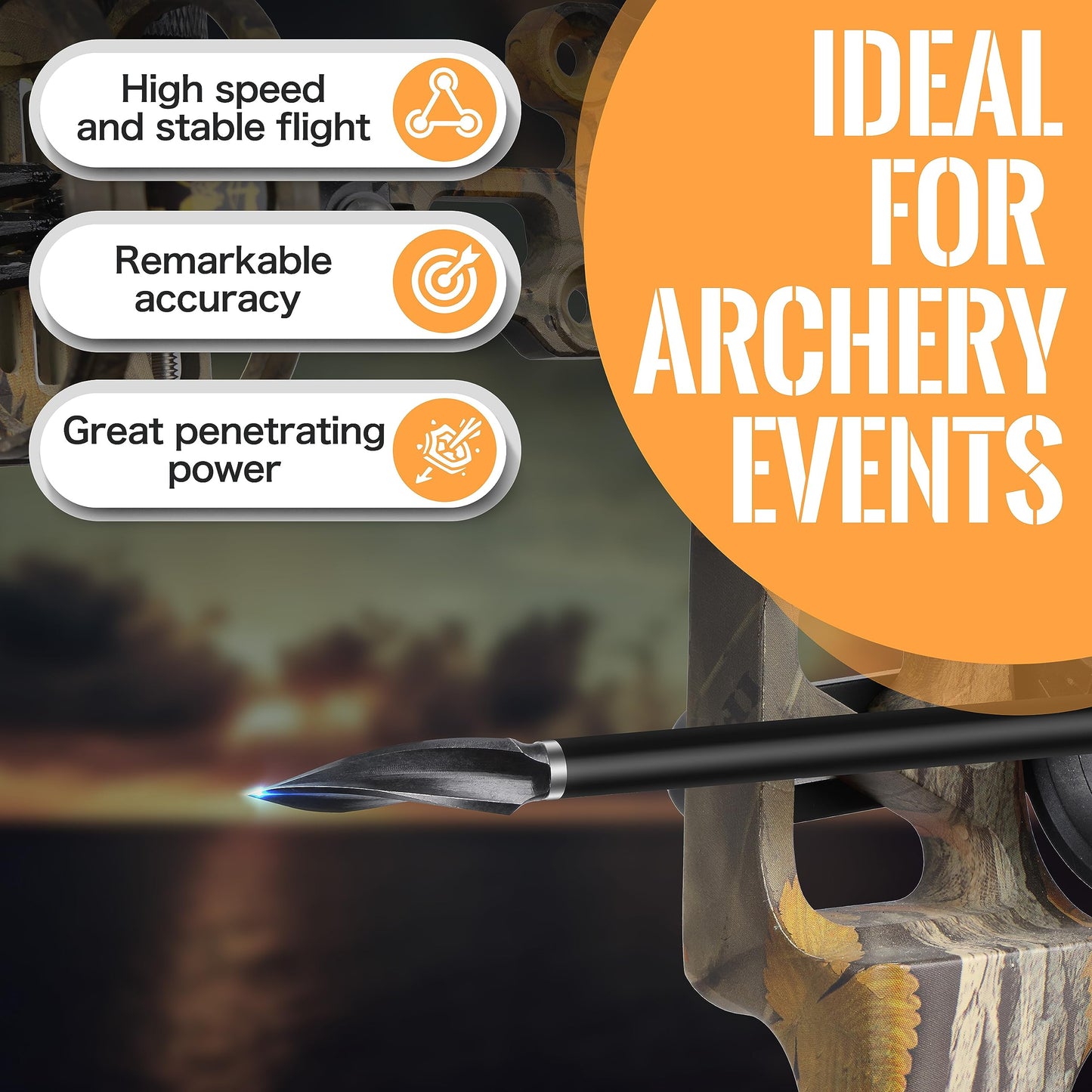 SUNYA Broadheads 100/120/125/150 Grain Traditional Archery Arrow Tips for Compound, Recurve Bow & Crossbow, Pack of 12