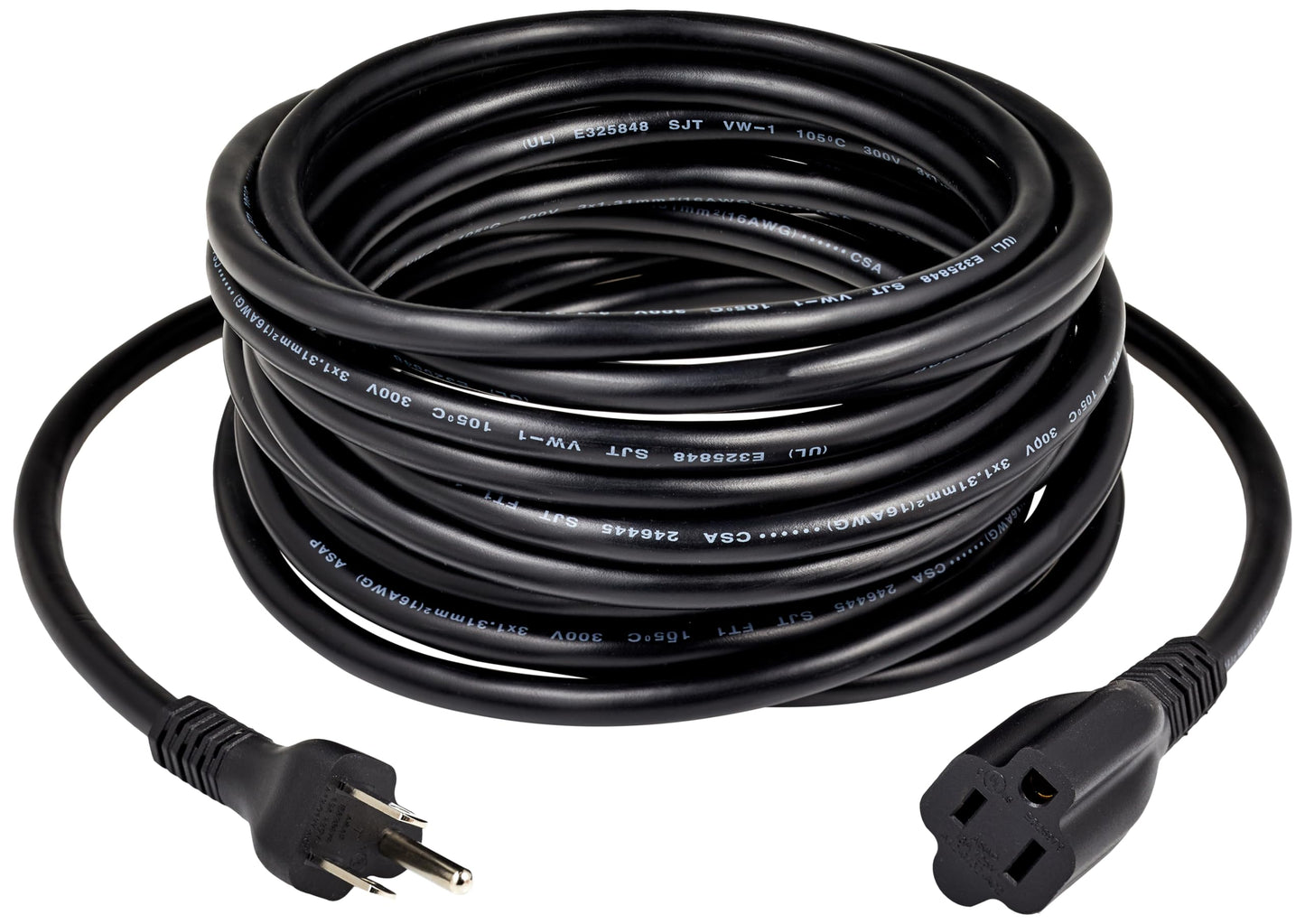 Extension Cord, 20 Ft, 3 Prong Outlet Extender, Indoor Extension Cord, 13 Amps, 125V, Black