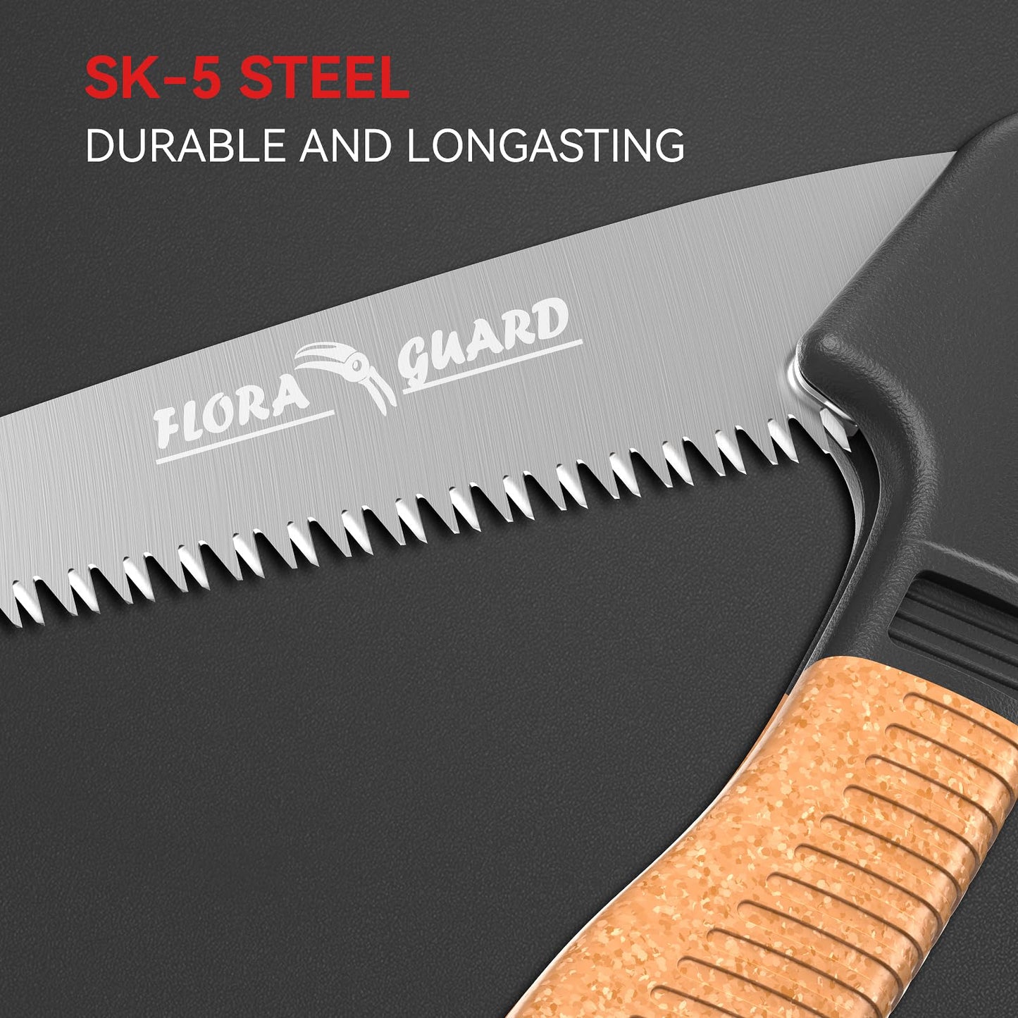 FLORA GUARD 7.7-Inch Folding Saw, Pruning Hand Saw with Triple-Cut Razor Teeth for Wood Cutting, Tree Trimming, and Camping
