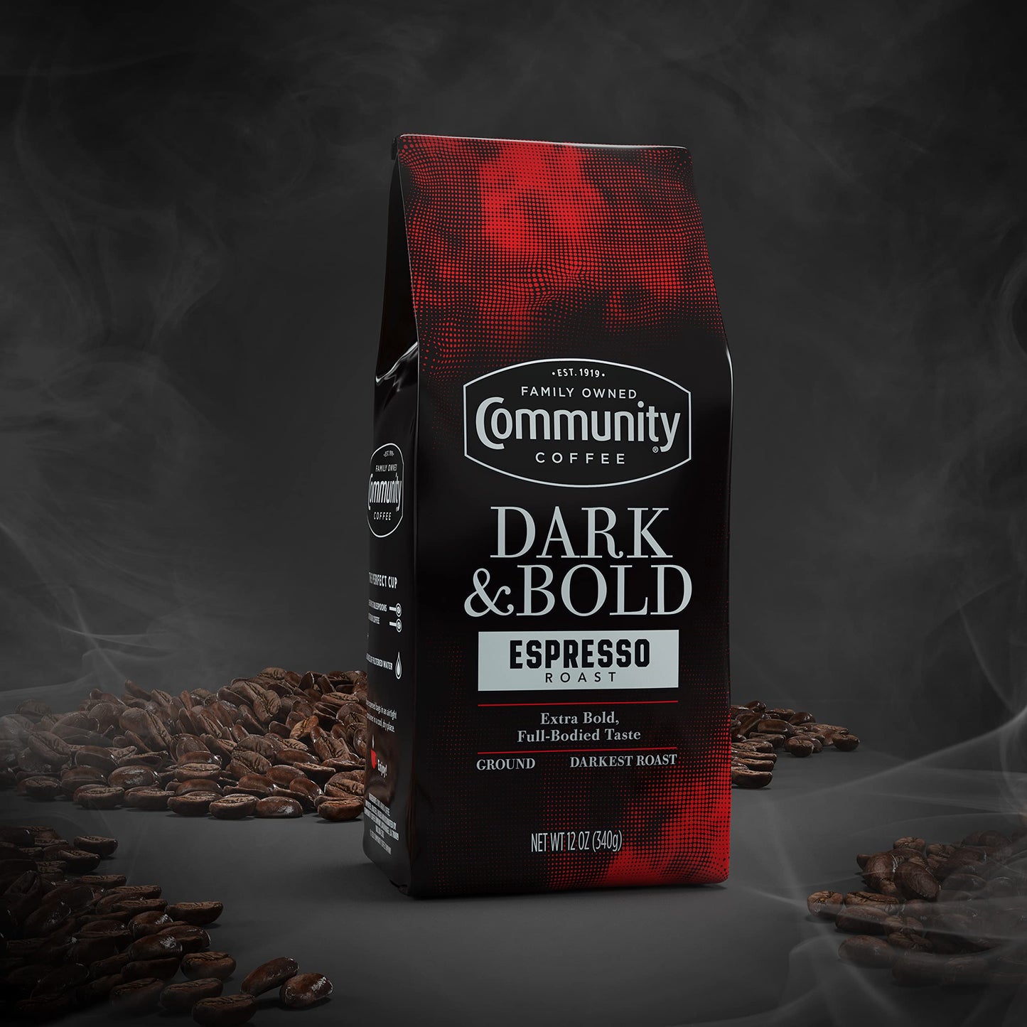 Community Coffee Dark & Bold Intense Blend 72 Ounces, Dark Roast Ground Coffee, 12 Ounce Bag (Pack of 6)