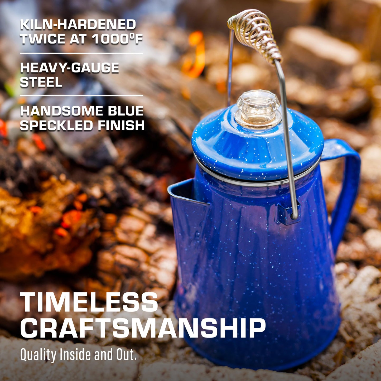 COLETTI Classic Percolator Coffee Pot — Camping Coffee Percolator, Campfire Coffee Pot – Camping Percolator for Groups — Brew for the Whole Campsite (Green, 12 Cup)