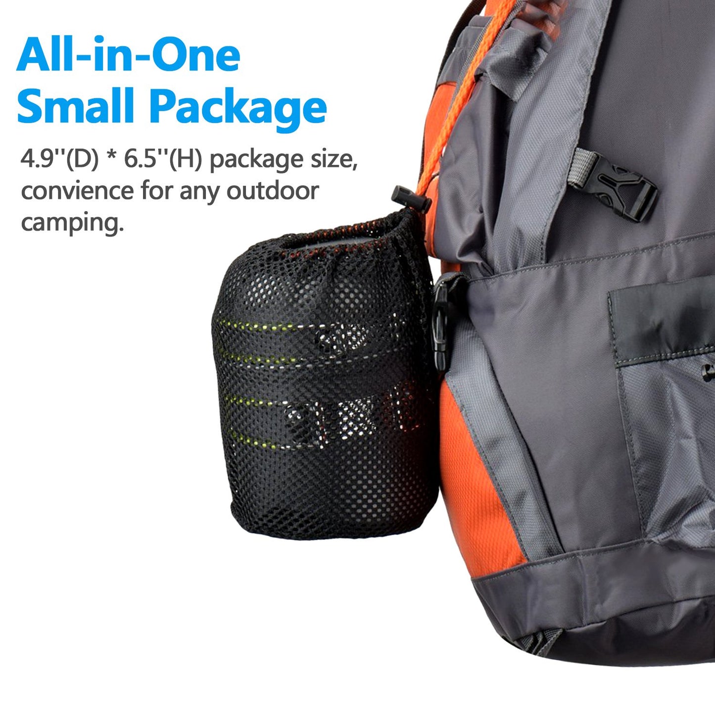 Odoland Camping Cookware Stove Carabiner Canister Stand Tripod and Stainless Steel Cup, Tank Bracket, Fork Spoon Kit for Backpacking, Outdoor Camping Hiking and Picnic