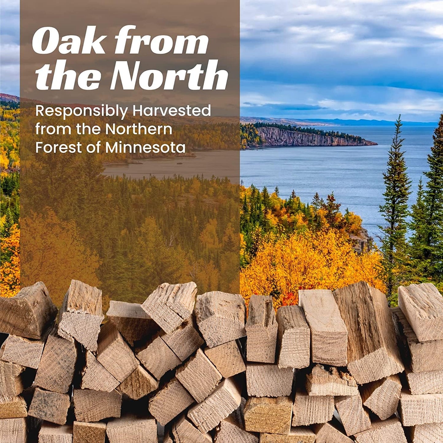 Superior Trading Oak Mini Fire Wood w/Fire Starter Pods, Winter Fireplace Starter, Wood Stove, USDA Cert 4-5” Kiln Dried Firewood, USA Made, 10-11 lbs in Plastic Storage Box