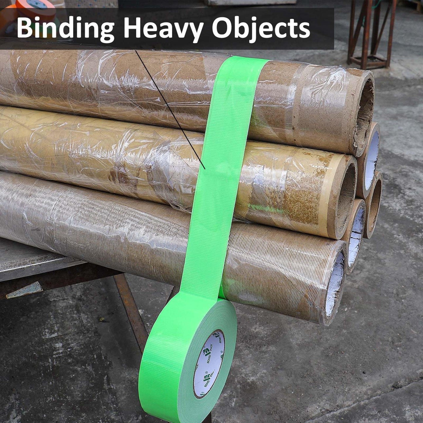 BOMEI PACK Green Duct Tape, 3Rolls Heavy Duty Strong Industrial Color Duct Tape 9mil x 1.88inch x 30yds for Packing and Repairing