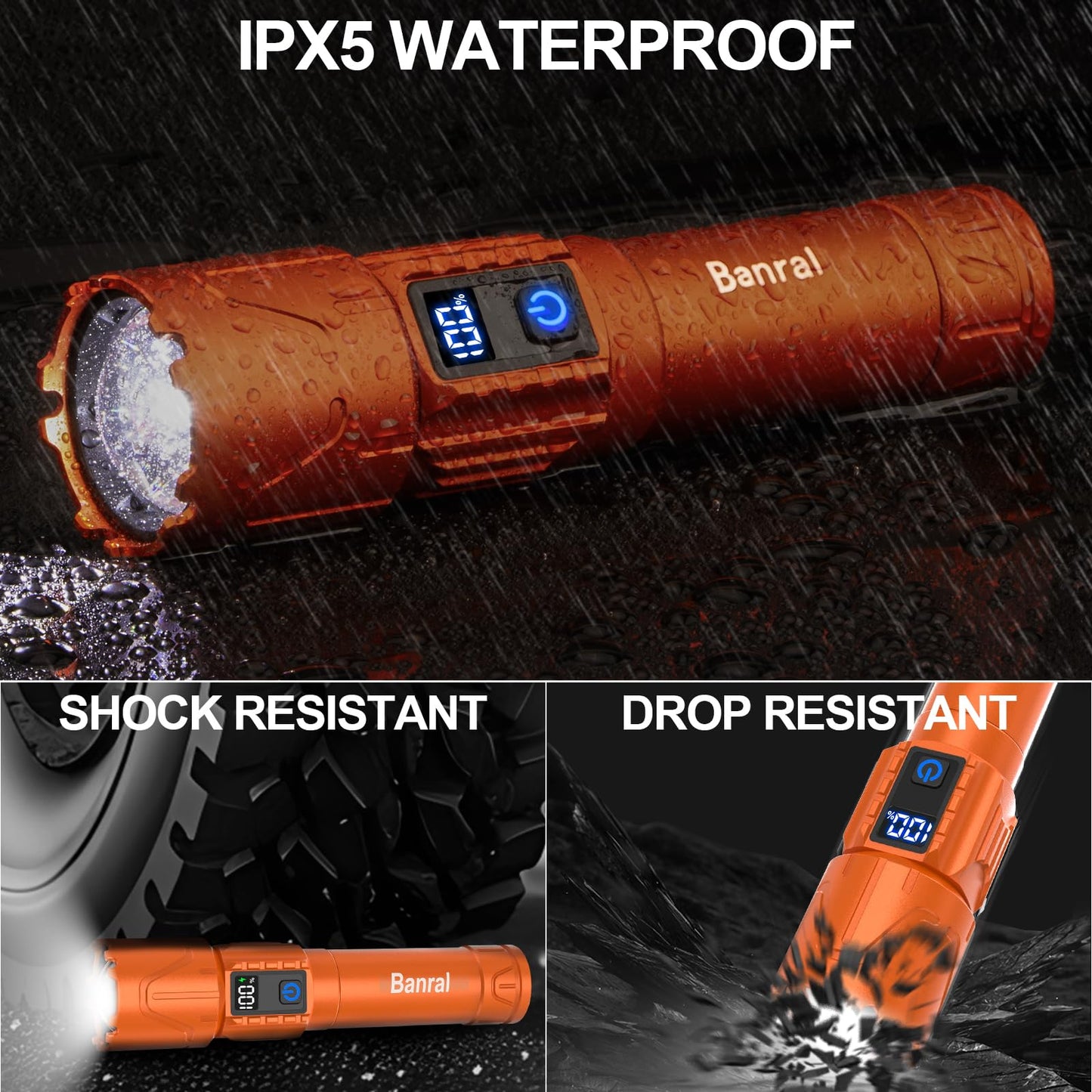 Rechargeable Flashlights High Lumens - Super Bright LED Tactical Flash Light, Powerful Waterproof Handheld USB C Flashlight for Camping,Emergencies,Home,5 Modes,Zoomable (2, Black)