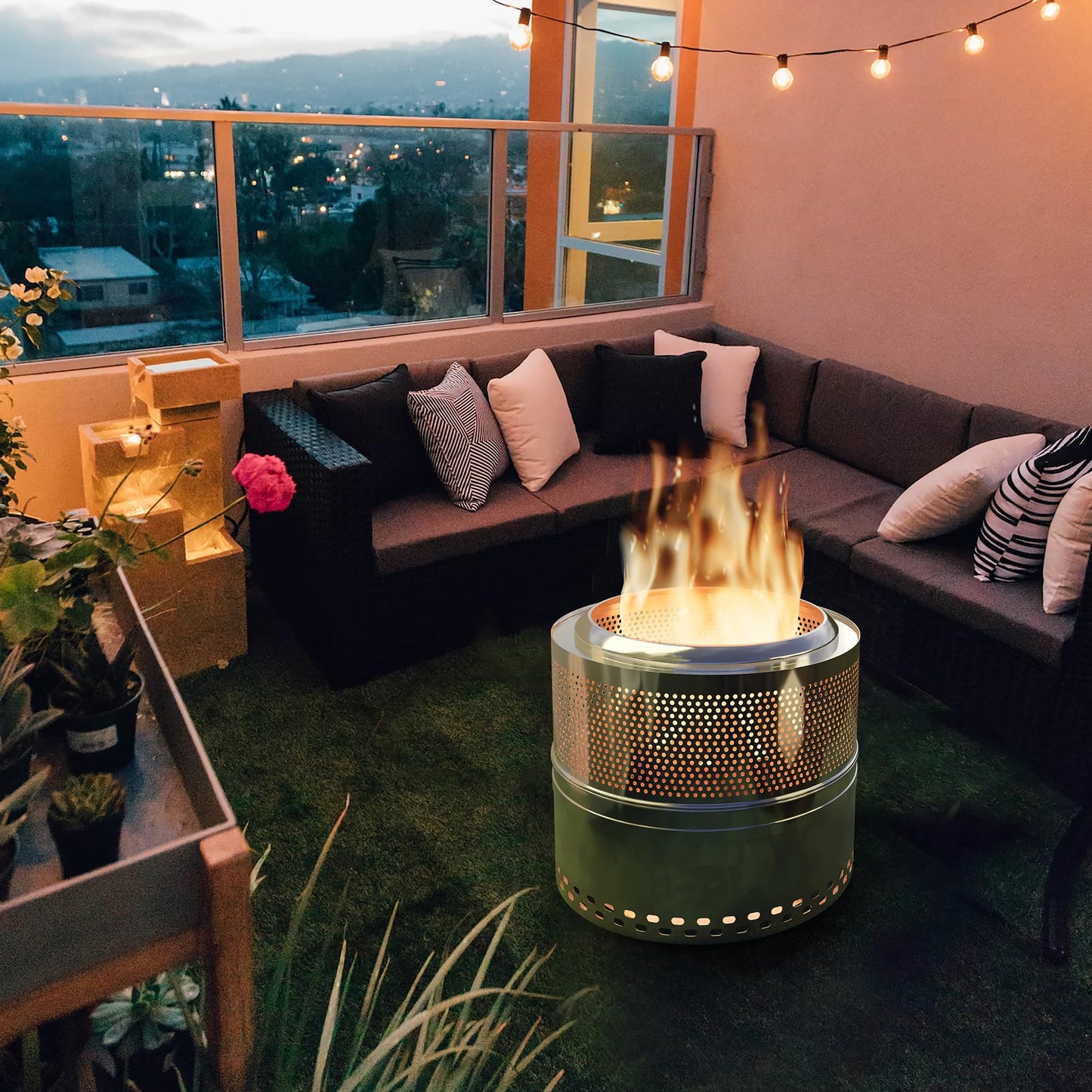 Smokeless Fire Pit,Stainless Steel Wood Burning Fireplaces with Removable Ash Pan Portable Storage Bag for Camping Bonfire Backyard Garden (20 Inch)