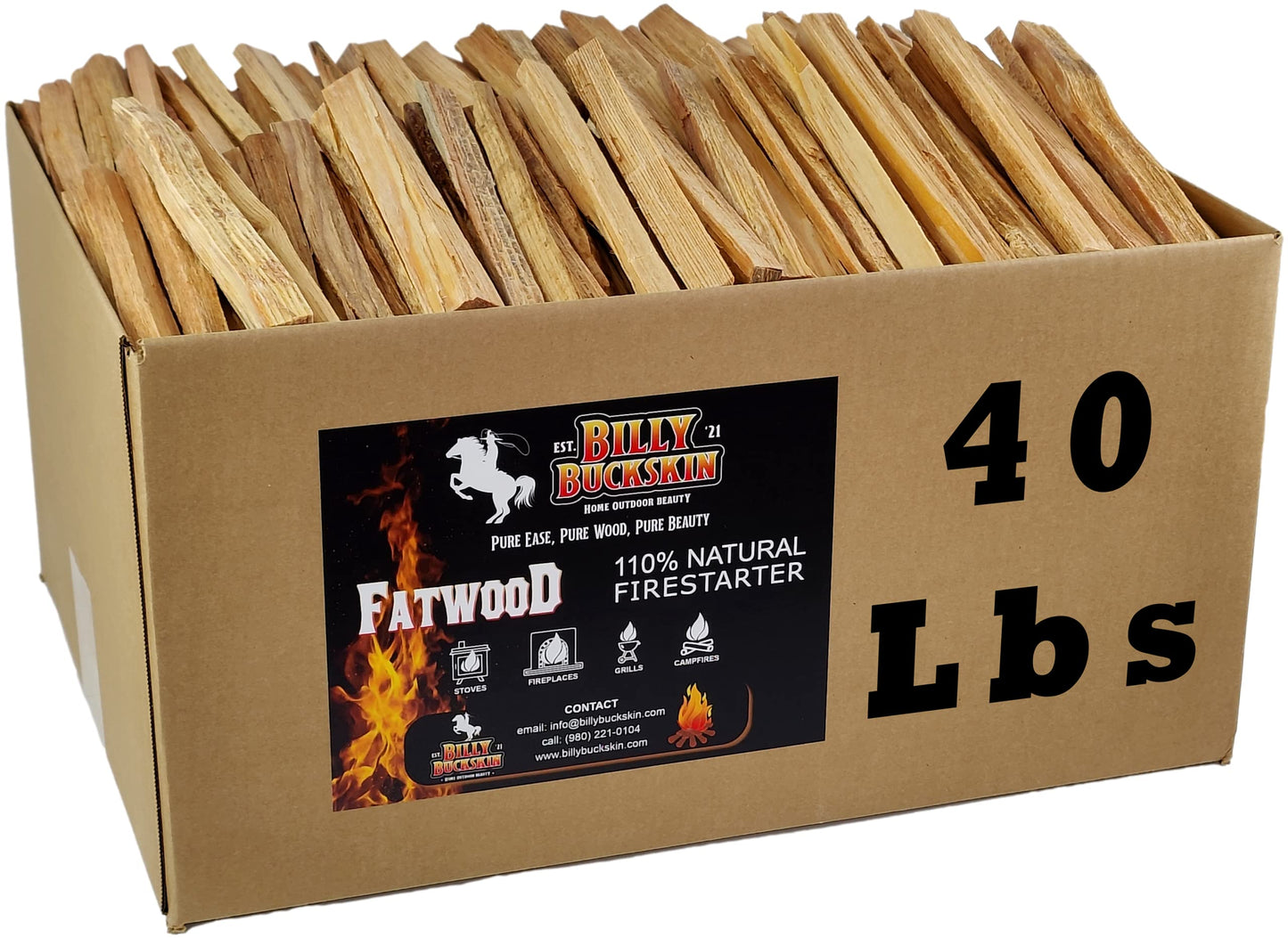 10 lbs. Fatwood Fire Starter Sticks, Perfect Firestarters for Firepit, Campfires, Fireplaces, Bonfires, BBQ, Wood Stoves, Easy Ignition with Just 2 Sticks for Camping, Camping Essentials(10 Pound Box)