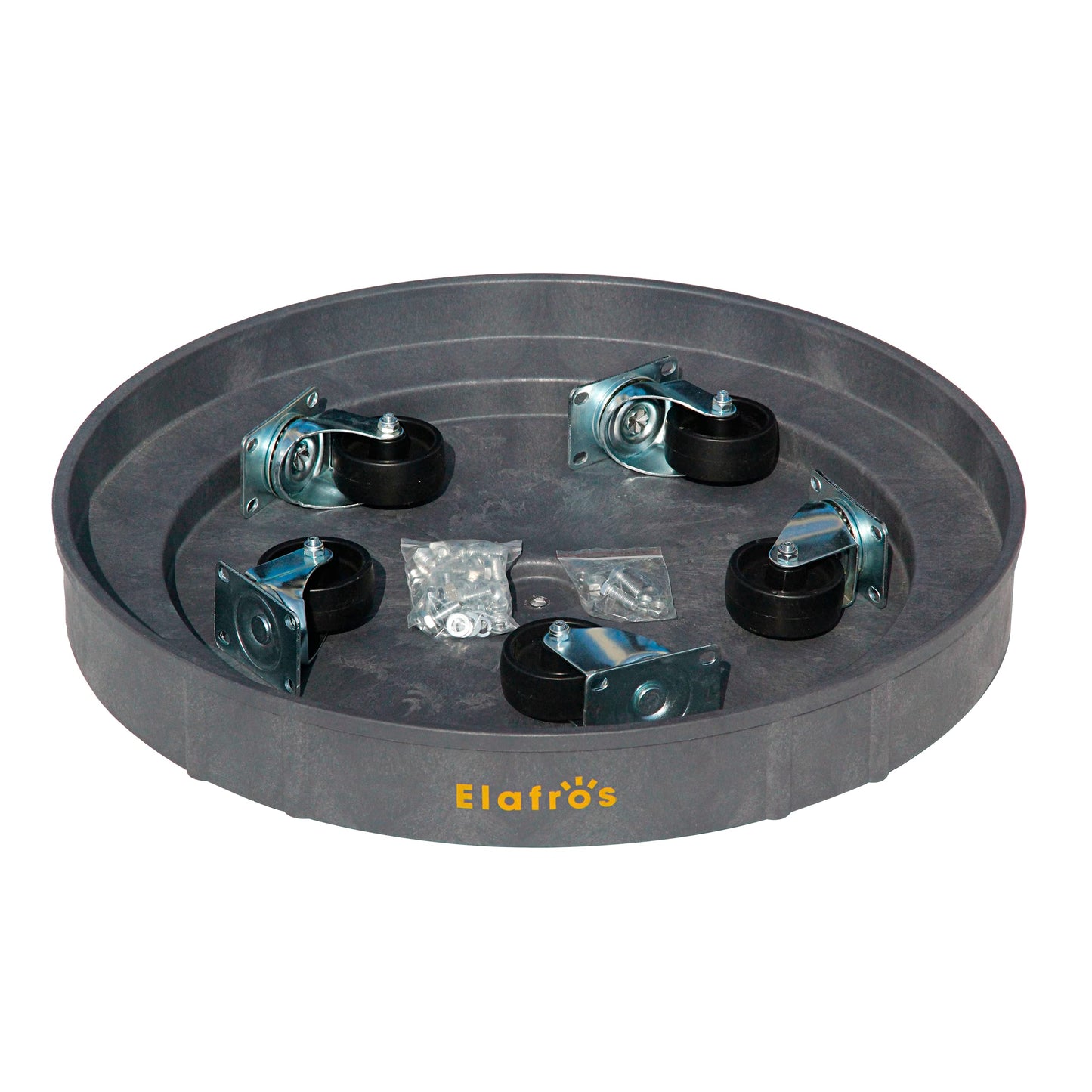 ELAFROS 30 Gallon and 55 Gallon Heavy Duty Plastic Drum Dolly – Durable Plastic Drum Cart 900 lb. Capacity- Barrel Dolly with 5 Swivel Casters Wheel,Blue