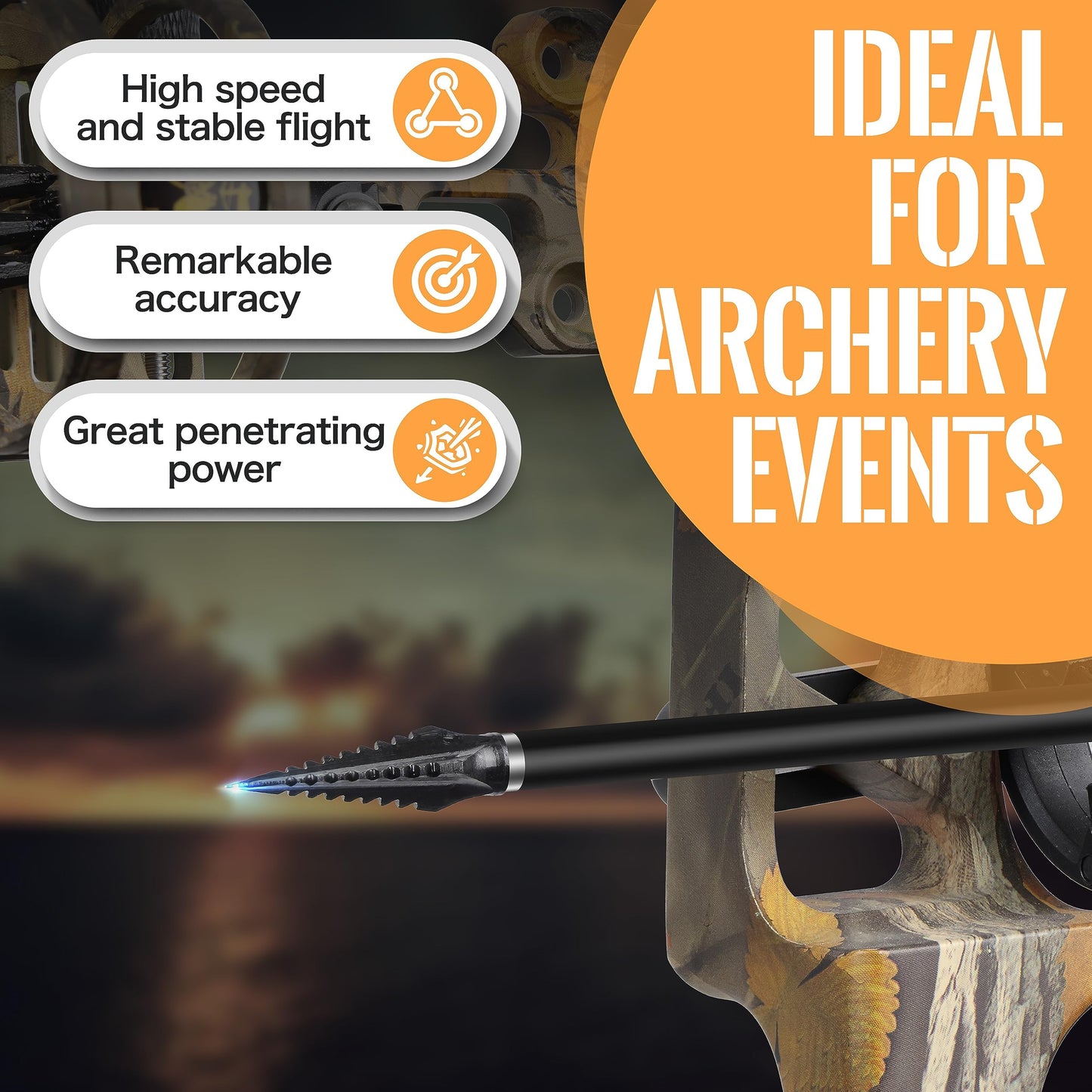 SUNYA Broadheads 100/120/125/150 Grain Traditional Archery Arrow Tips for Compound, Recurve Bow & Crossbow, Pack of 12