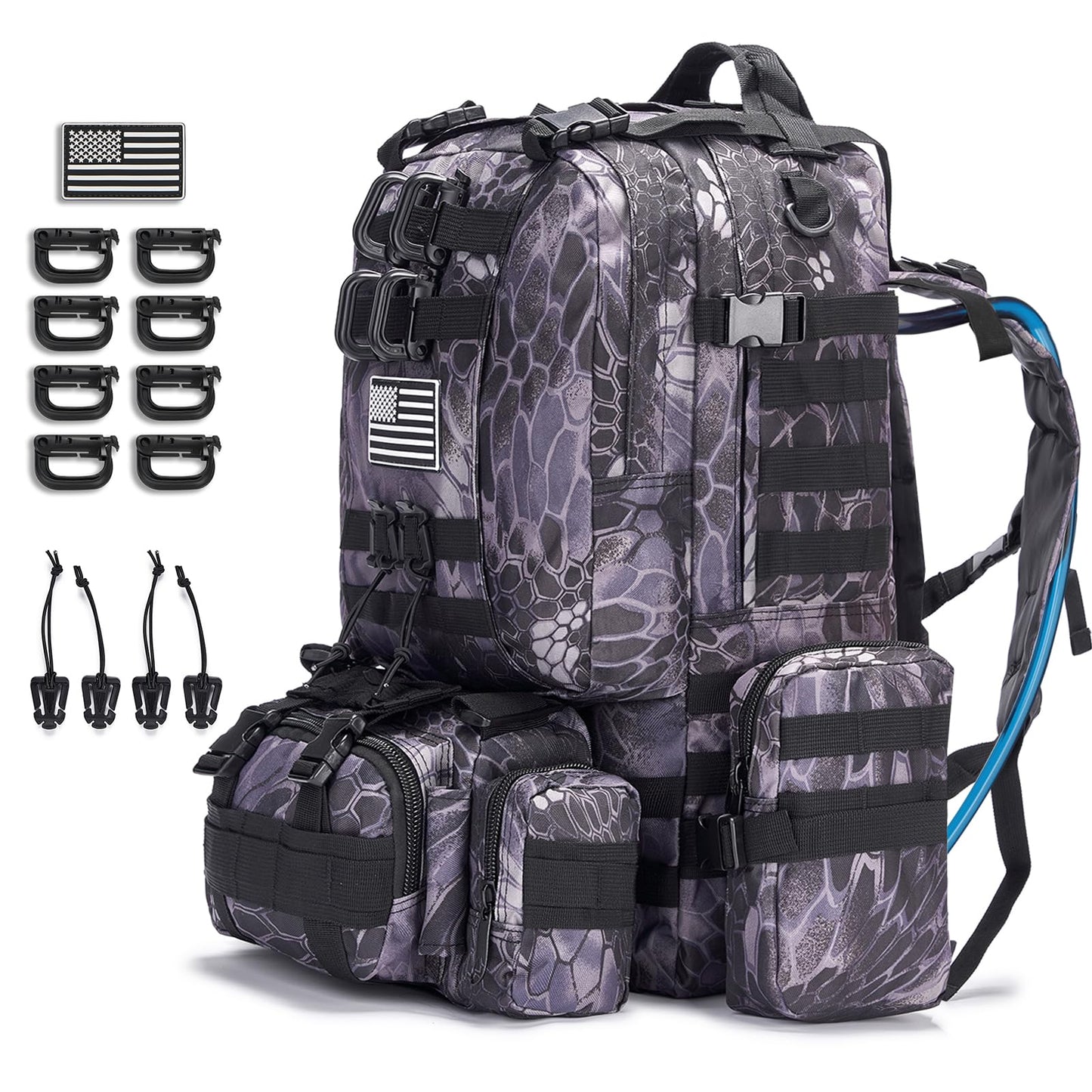 Large Military Tactical Backpack for Men, 40-50L Backpacks for Women, Bug out Bag Army 3 Days Assault Pack Bags Rucksack with Molle System Black Camouflage-2