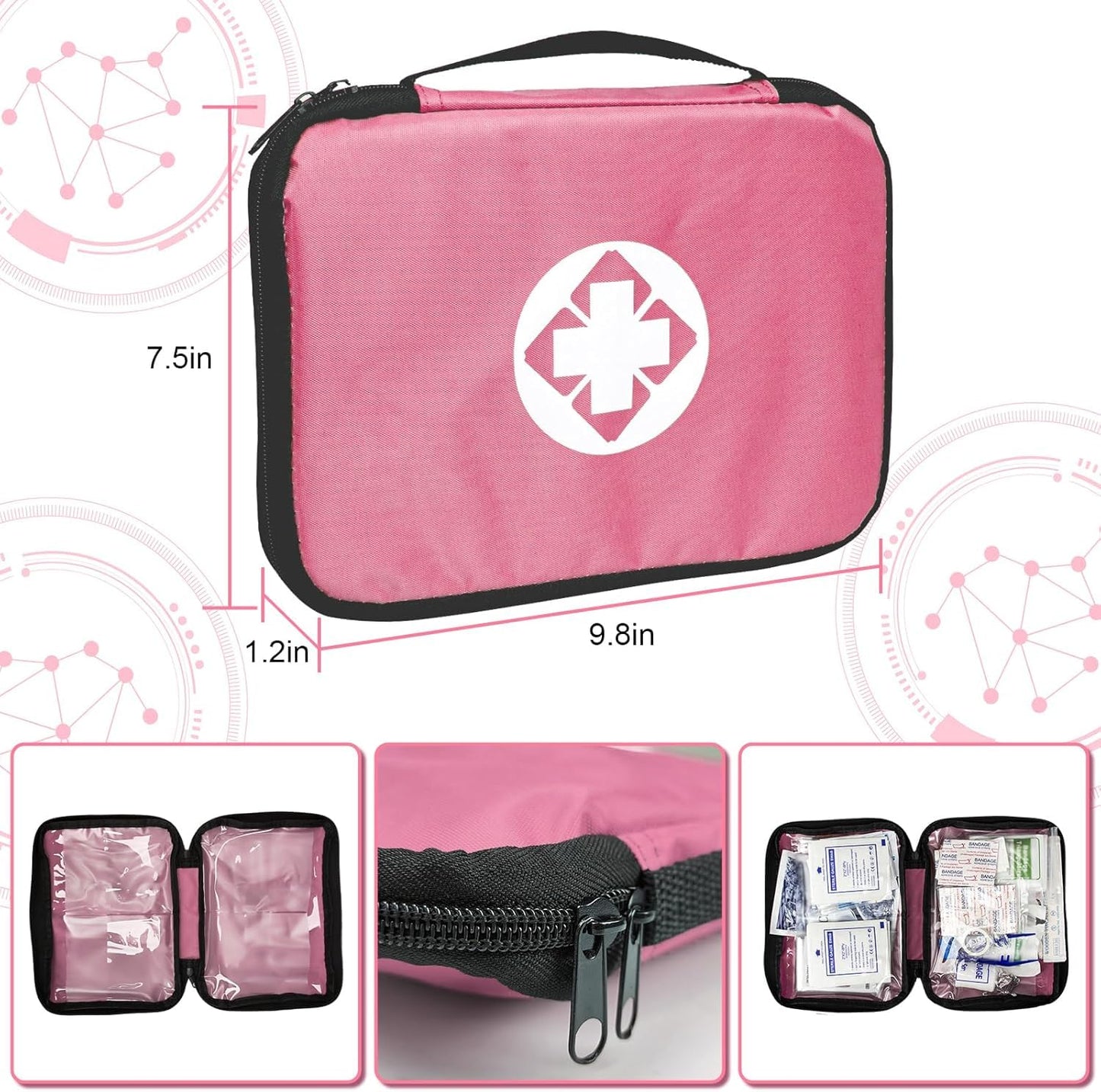 Travel-First Aid-Kit Car-Home 300PCS Survival-Kit Outdoor-Adventure - Small Portable Red Emergency Essential Sets Office Hiking Camping Business Public Must Have First Aid Gear Equipment 1st Aid