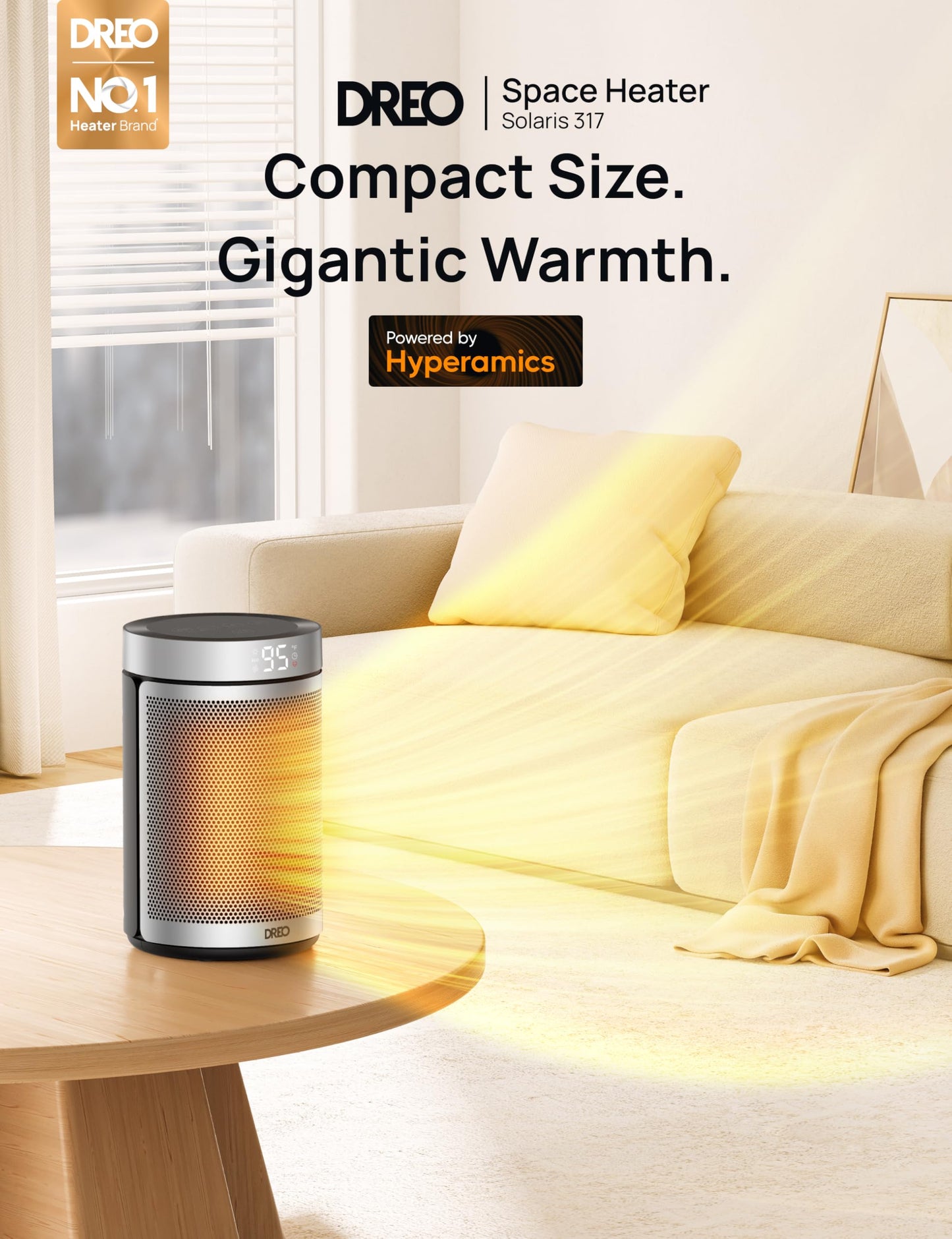 Dreo Space Heater, Portable Electric Heaters for Indoor Use with Thermostat and Remote, 2024 Upgraded, Digital Display, 12H Timer, 5 Mode, 1500W PTC Ceramic Fast Safety Heat for Office Bedroom Home