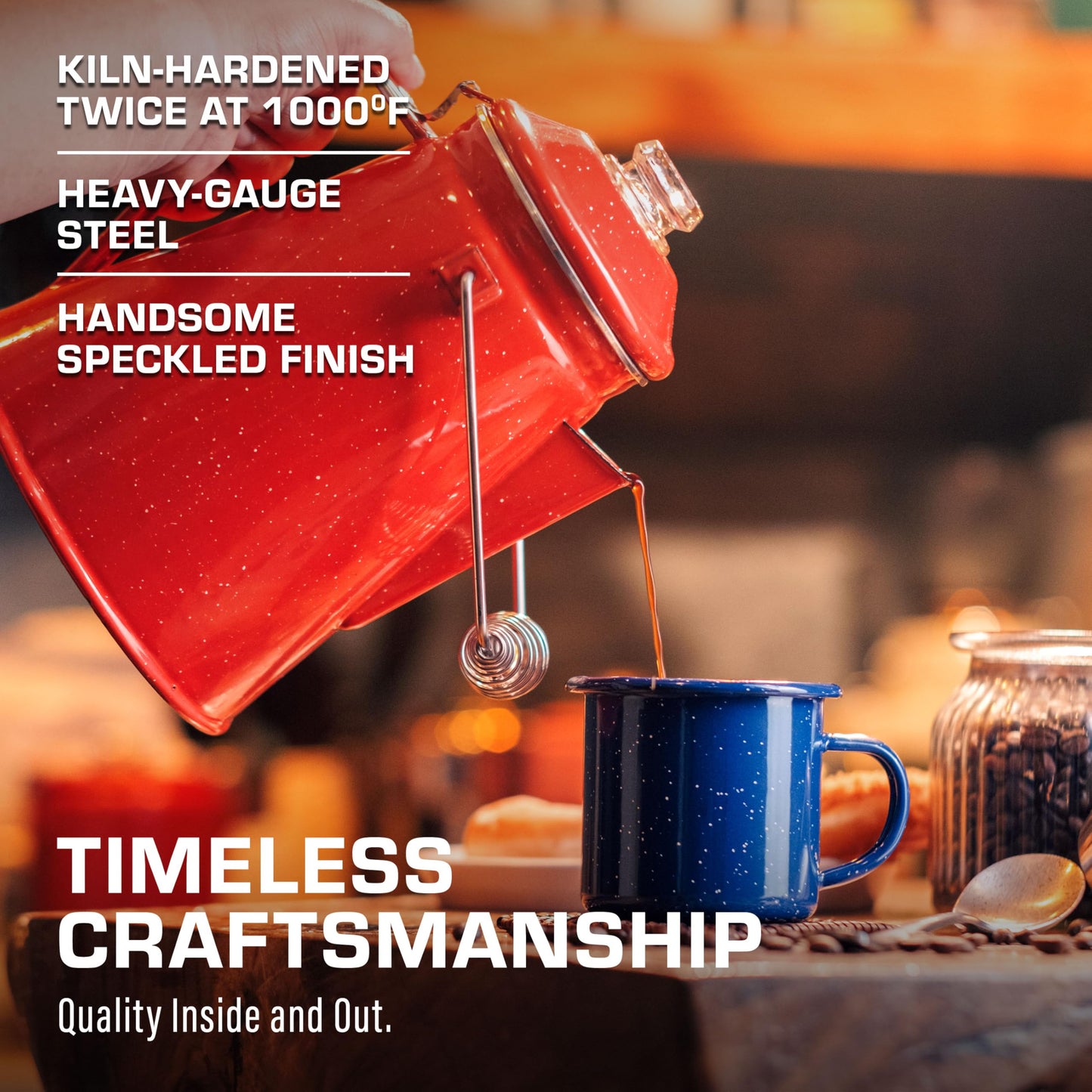 COLETTI Classic Percolator Coffee Pot — Camping Coffee Percolator, Campfire Coffee Pot – Camping Percolator for Groups — Brew for the Whole Campsite (Green, 12 Cup)