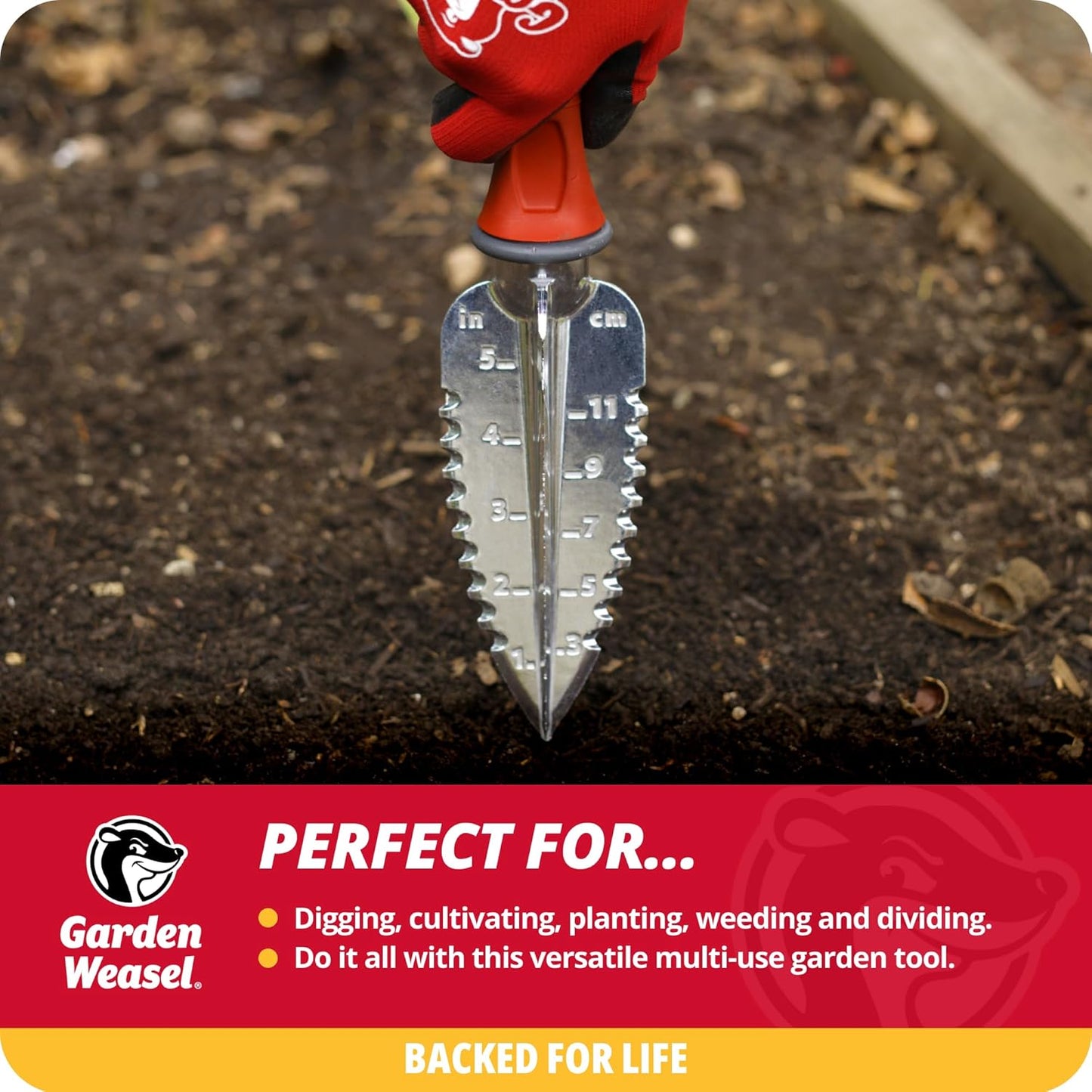 Garden Weasel Multi-Use Transplanter | Dig, Cultivate, Plant, Weed | Planting and Gardening Hand Digging Tool, Heavy Duty Trowel, Mini Gardening Shovel | 91360