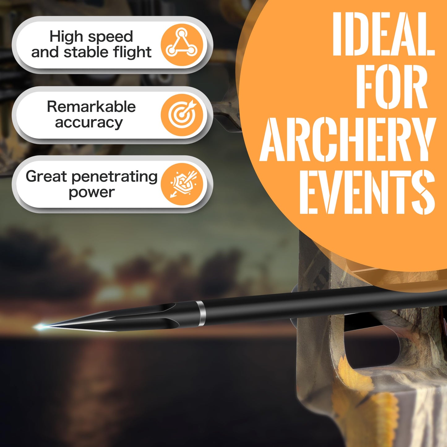 SUNYA Broadheads 100/120/125/150 Grain Traditional Archery Arrow Tips for Compound, Recurve Bow & Crossbow, Pack of 12