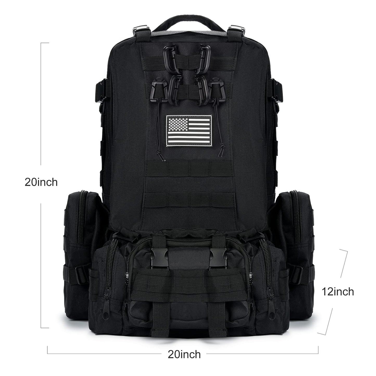 Large Military Tactical Backpack for Men, 40-50L Backpacks for Women, Bug out Bag Army 3 Days Assault Pack Bags Rucksack with Molle System Black Camouflage-2