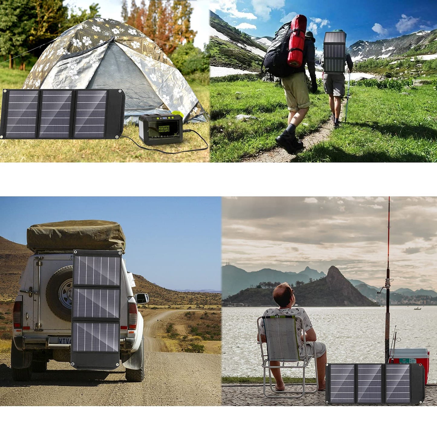 MARBERO 60W Portable Solar Panel 60 Watt Foldable Solar Panel for Solar Generators IP65 Waterproof 23% High Efficiency USB Port & DC Output(10 Changeable Adapters) for Outdoor Camping Travel Cloudy