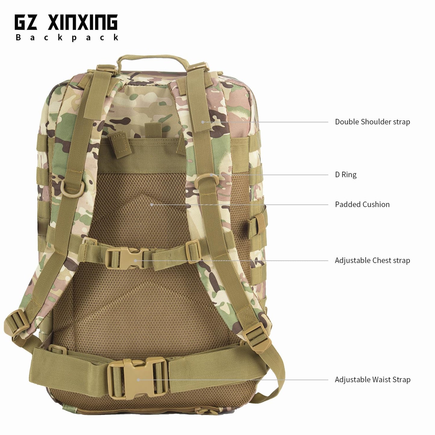 GZ XINXING Military Tactical Backpack Army 3 Day Assault Pack Molle Bug out Bag Backpacks For Men