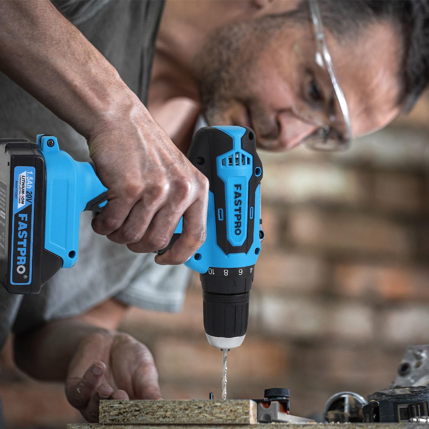 FASTPRO 232-Piece 20V Cordless Lithium-Ion Drill Driver & Home Tool Set, Household Repairing Tool Kit with Drill, 12-Inch Wide Mouth Storage Tool Bag, Green