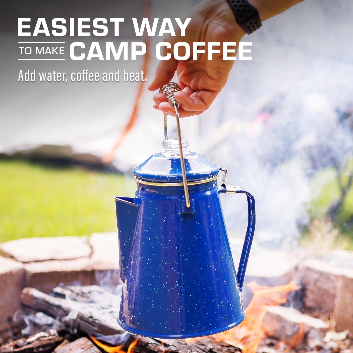 COLETTI Classic Percolator Coffee Pot — Camping Coffee Percolator, Campfire Coffee Pot – Camping Percolator for Groups — Brew for the Whole Campsite (Green, 12 Cup)