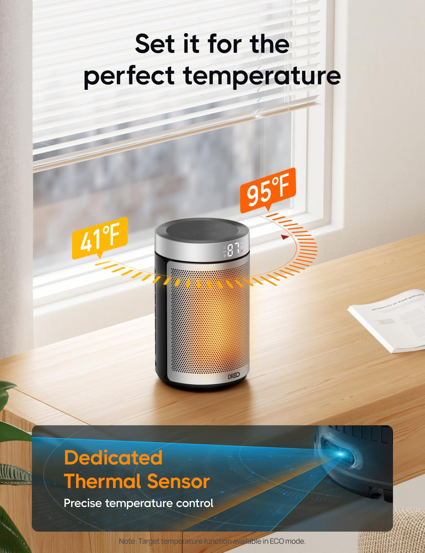 Dreo Space Heater, Portable Electric Heaters for Indoor Use with Thermostat and Remote, 2024 Upgraded, Digital Display, 12H Timer, 5 Mode, 1500W PTC Ceramic Fast Safety Heat for Office Bedroom Home