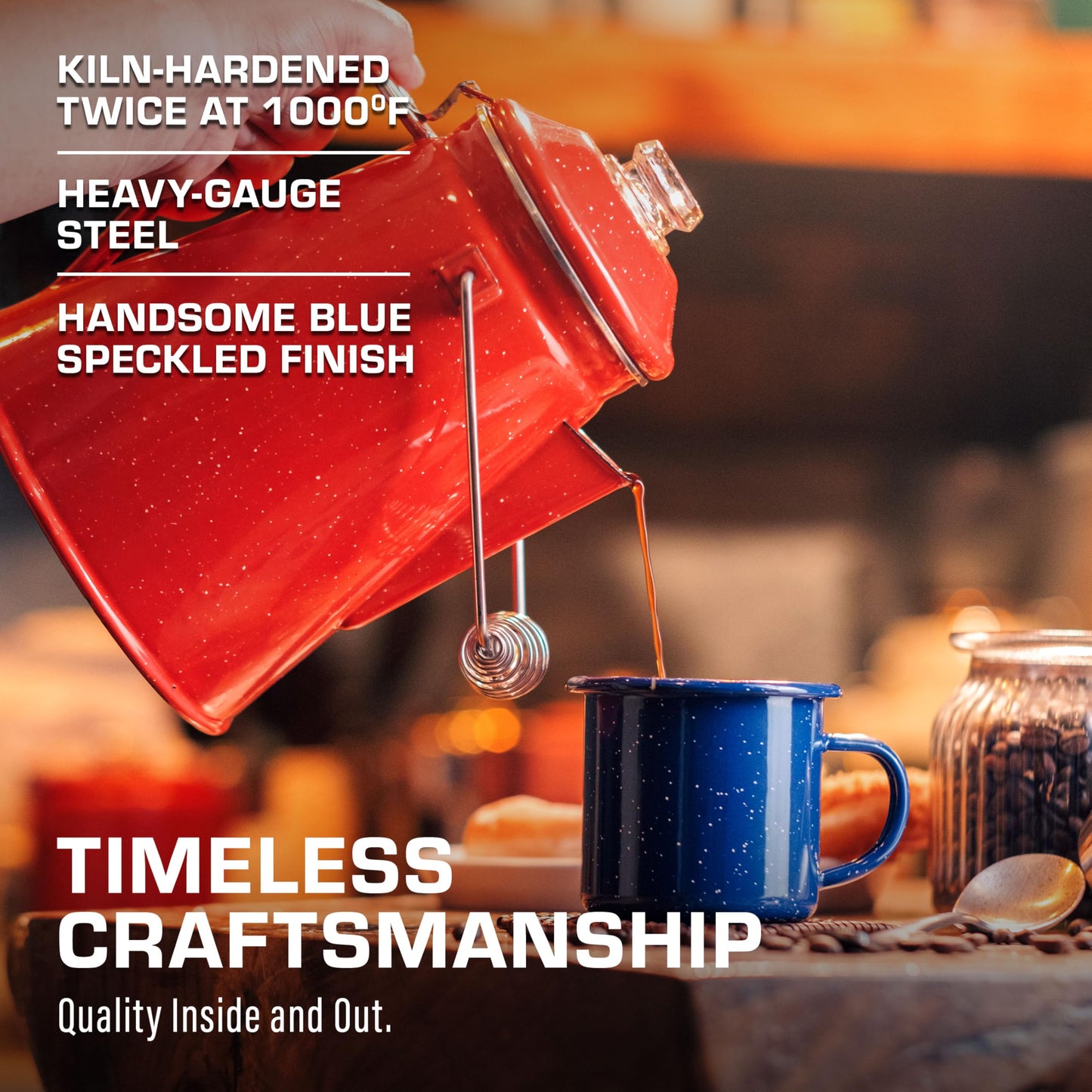 COLETTI Classic Percolator Coffee Pot — Camping Coffee Percolator, Campfire Coffee Pot – Camping Percolator for Groups — Brew for the Whole Campsite (Green, 12 Cup)