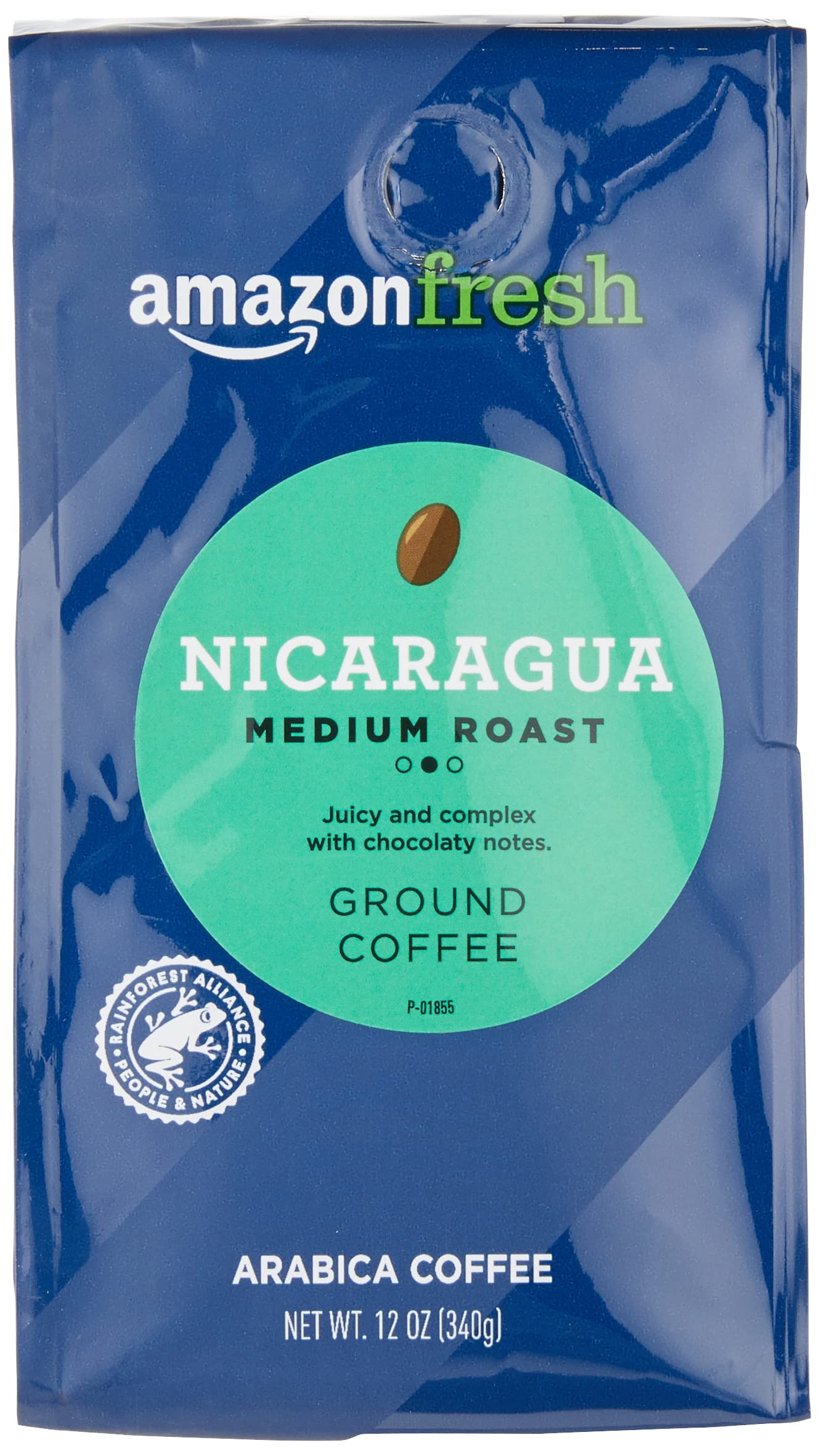 Amazon Fresh Direct Trade Nicaragua Ground Coffee, Medium Roast, 12 Ounce (Pack of 3)