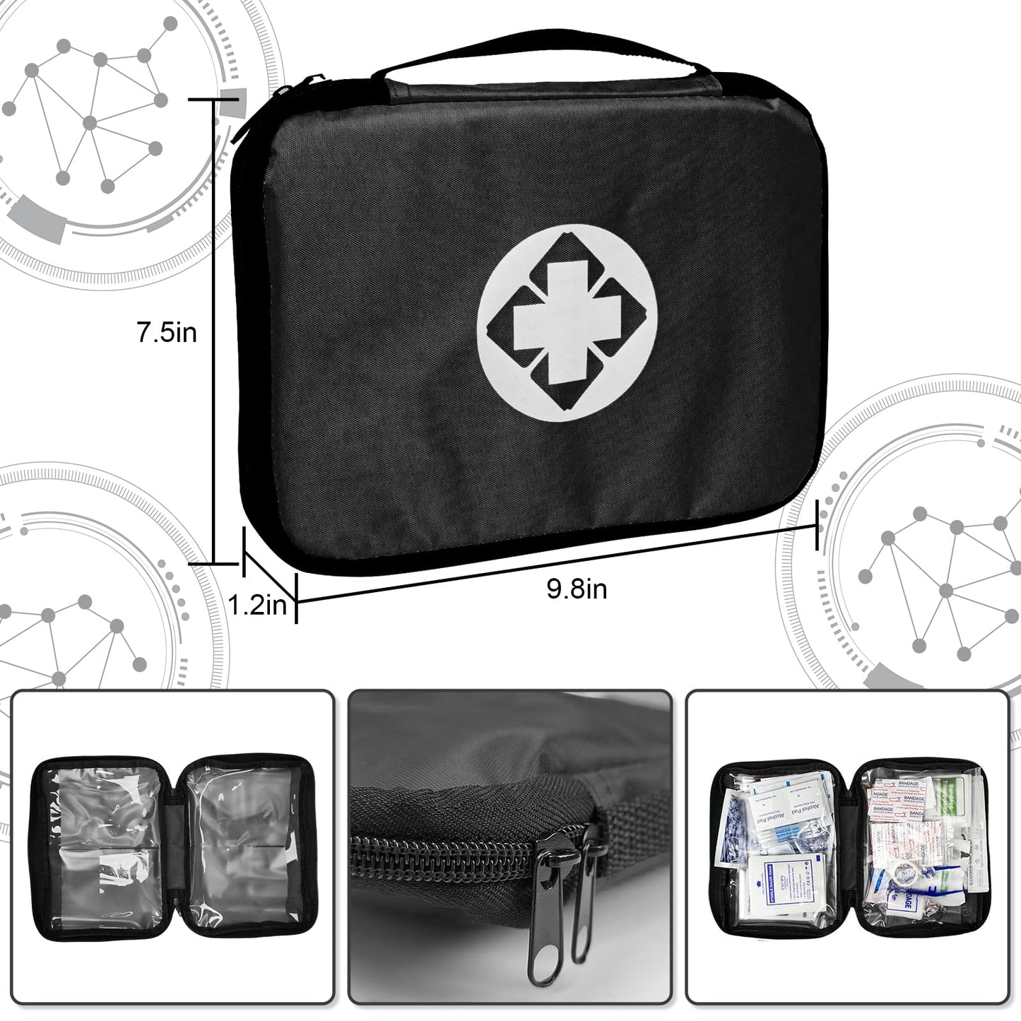 Travel-First Aid-Kit Car-Home 300PCS Survival-Kit Outdoor-Adventure - Small Portable Red Emergency Essential Sets Office Hiking Camping Business Public Must Have First Aid Gear Equipment 1st Aid