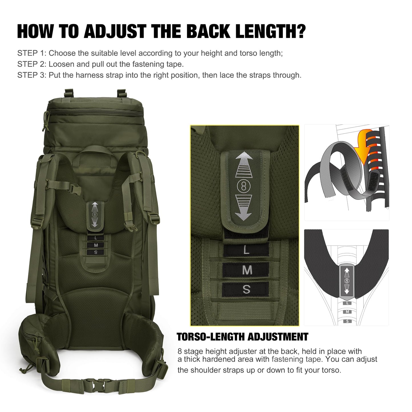 Mardingtop 75L Molle Hiking Internal Frame Backpacks with Rain Cover for Camping,Backpacking,Travelling