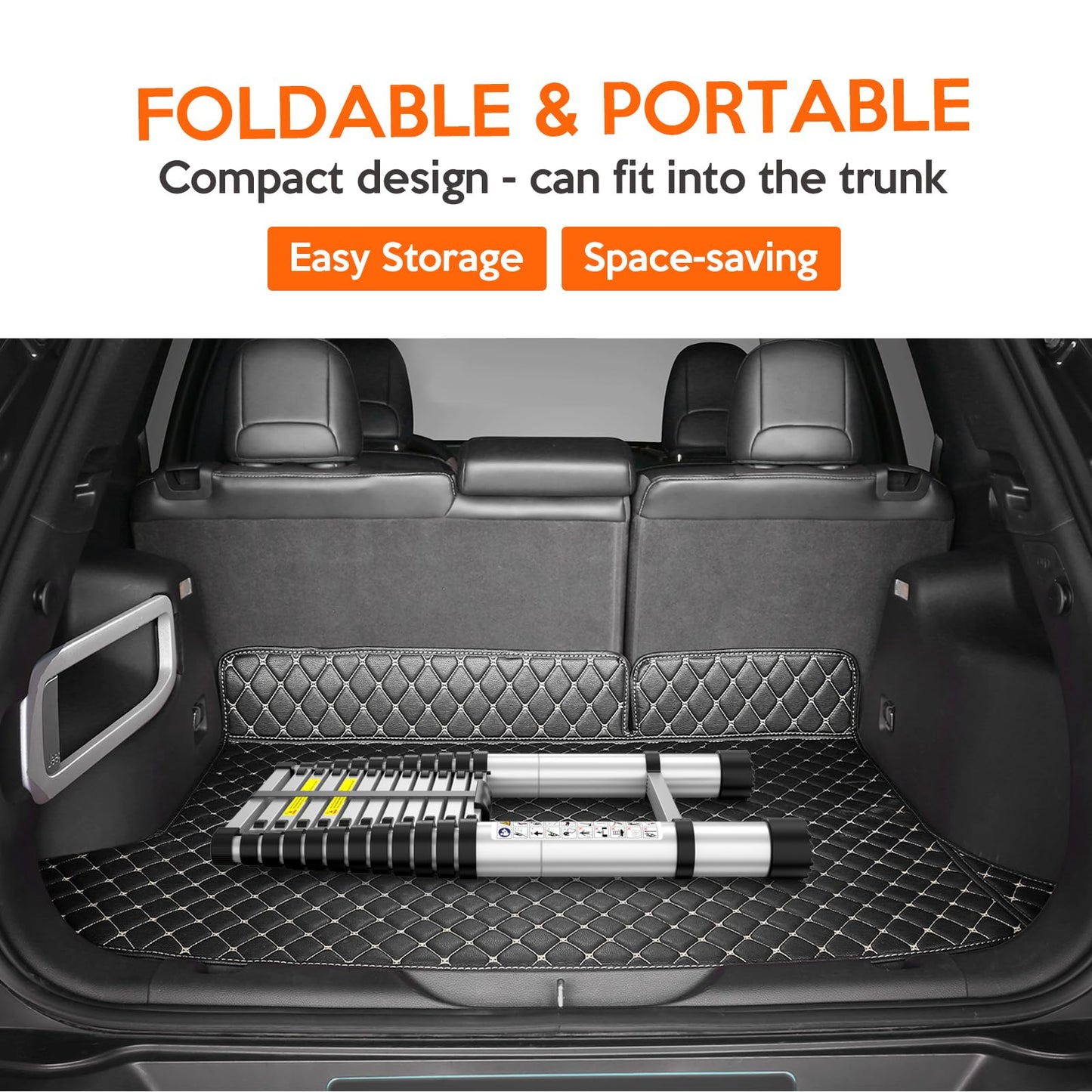 Telescoping Ladder,12.5 FT Extension Ladder, Heavy Duty 330lbs Max Capacity, Multi-Purpose Collapsible Ladder for RV or Outdoor Work