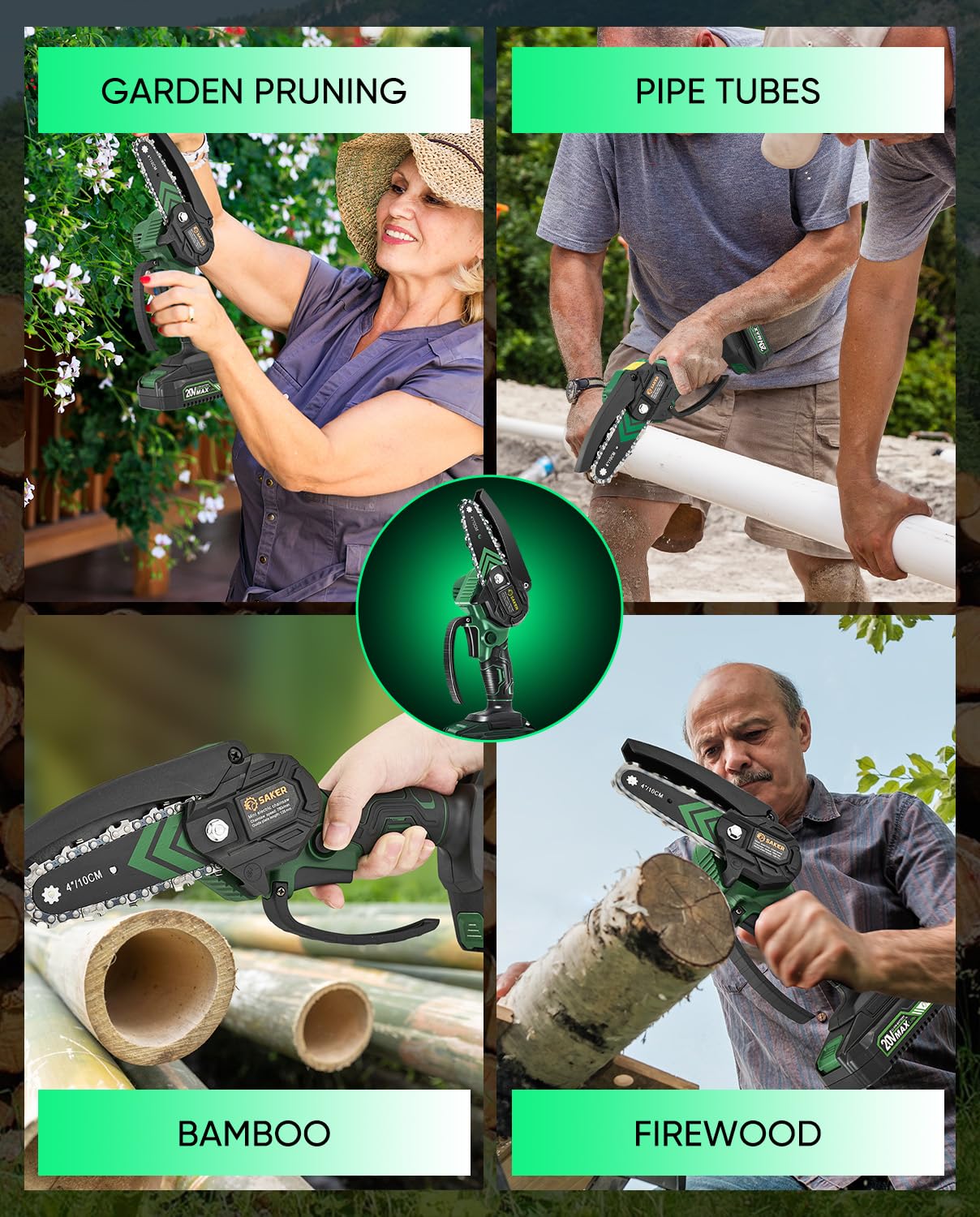 Saker Mini Chainsaw,2025 New Upgrade Electric Chainsaws,Portable Chain Saw Cordless Battery Powered,Small Handheld Chain Saws Pruning Shears Saw for Wood Tree Branches,Courtyard and Garden