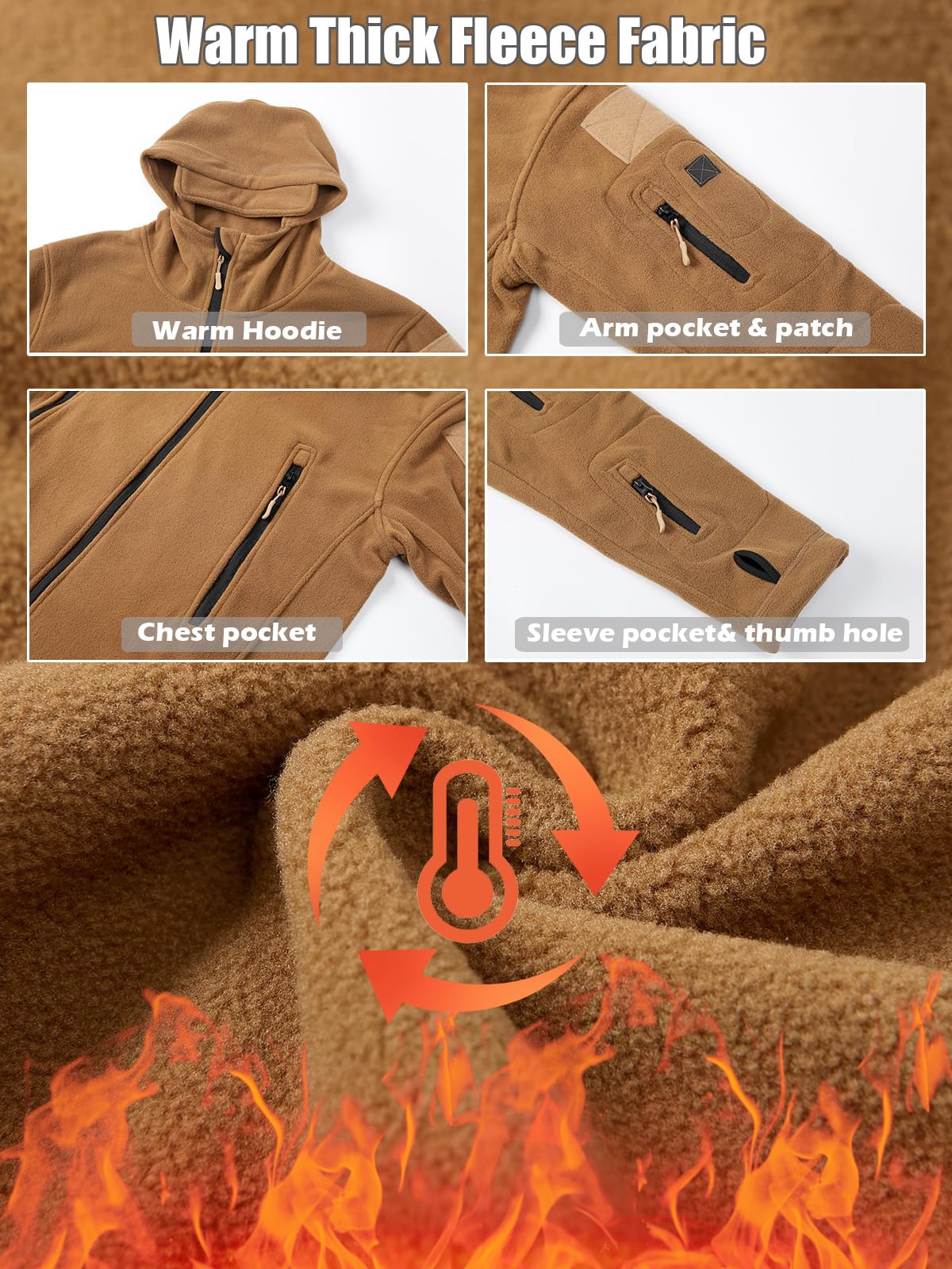 ReFire Gear Men's Warm Military Tactical Sport Fleece Hoodie Jacket