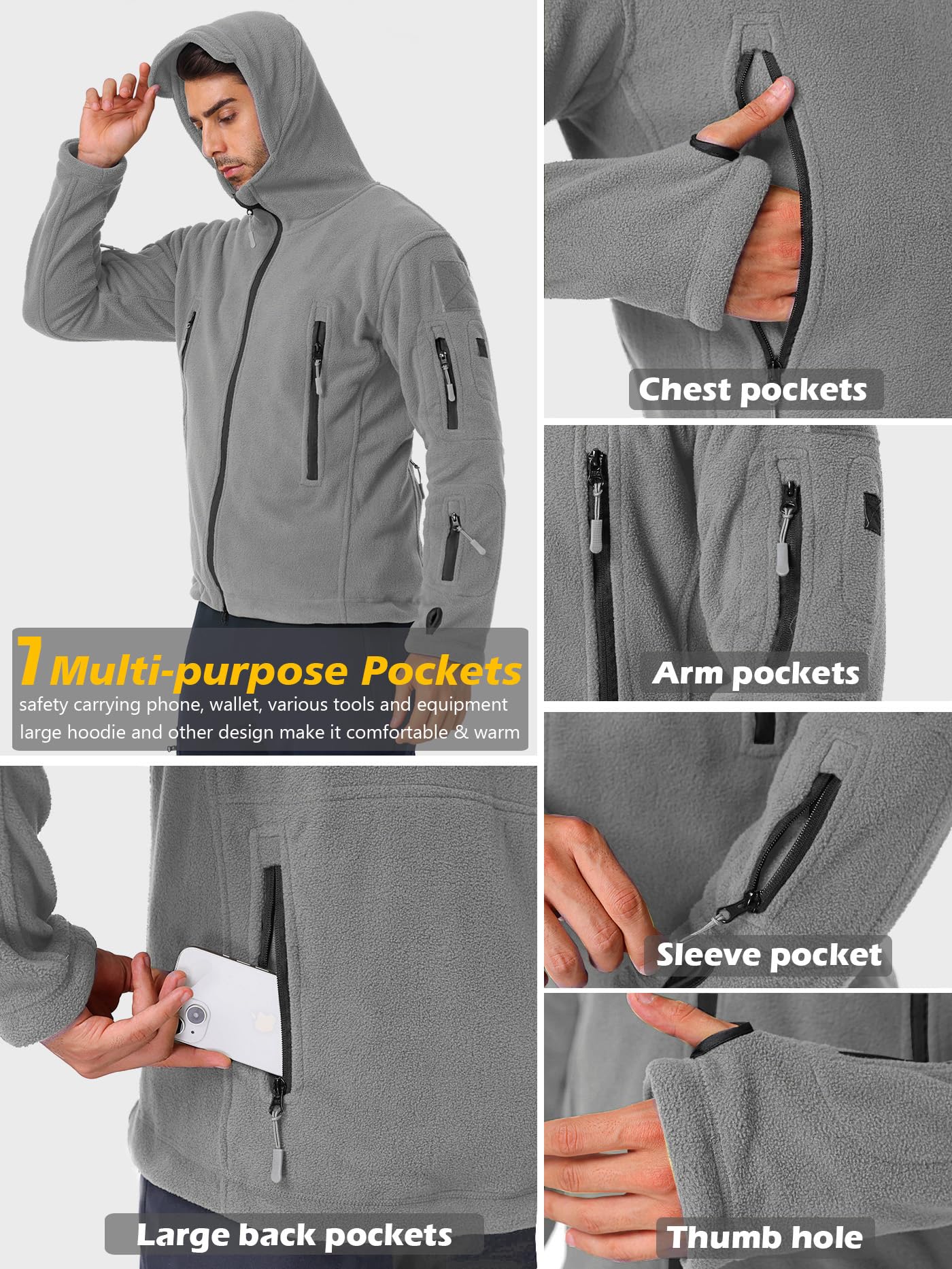 ReFire Gear Men's Warm Military Tactical Sport Fleece Hoodie Jacket