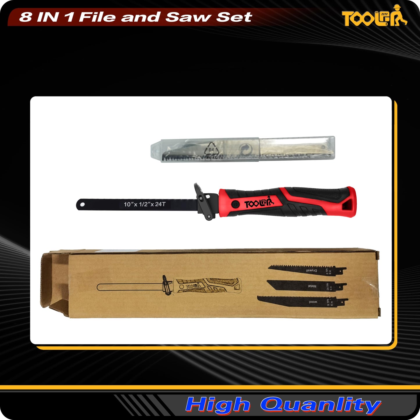 8-In-1 Multi Blades Hand Saw, Drywall Cutter. Hacksaw. Long Blade Hand Saw, Jab Saw, For Cutting Drywall, Sheetrock, Wood, Metel, Plastic, Plywood. Blade Quick Change Mechanism.