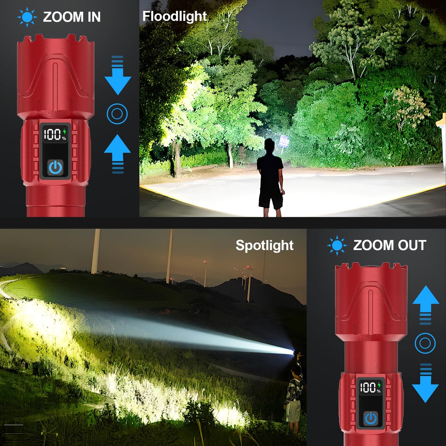 Rechargeable Flashlights High Lumens - Super Bright LED Tactical Flash Light, Powerful Waterproof Handheld USB C Flashlight for Camping,Emergencies,Home,5 Modes,Zoomable (2, Black)