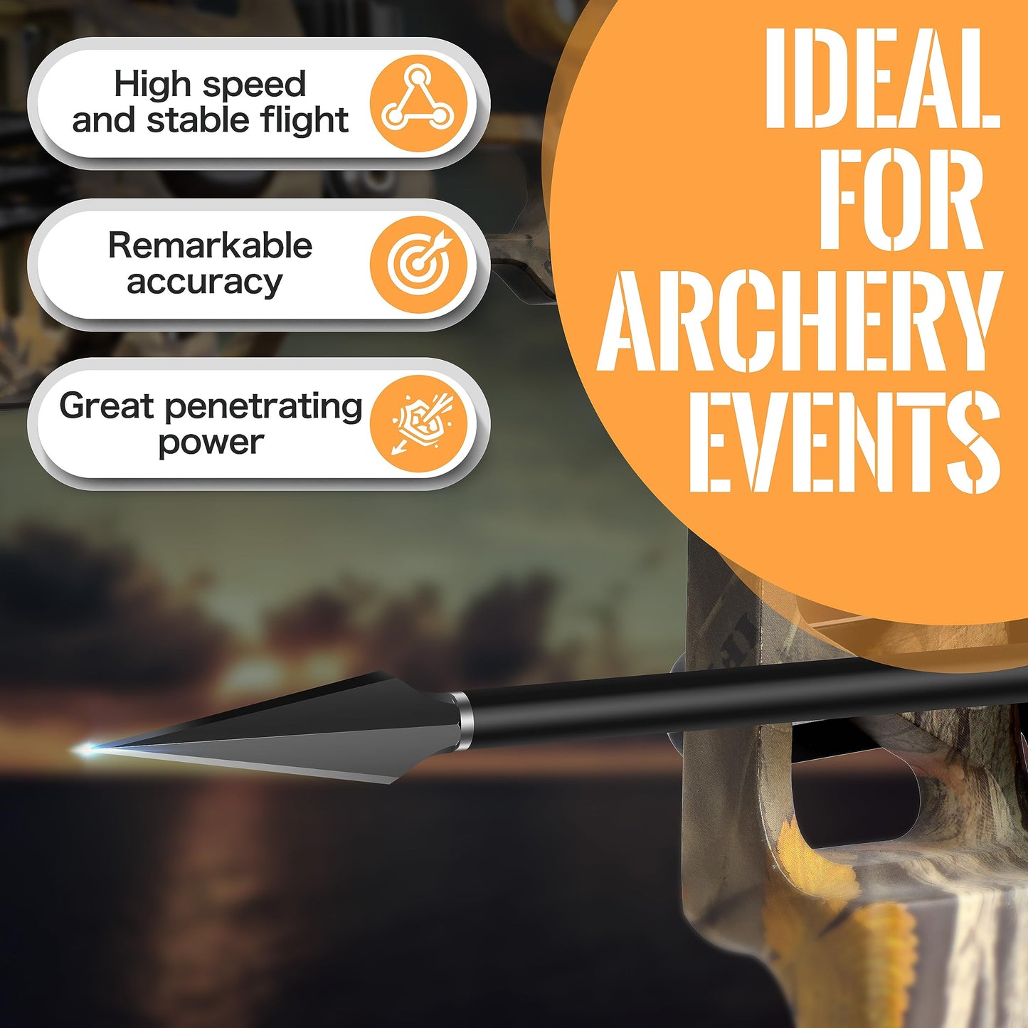 SUNYA Broadheads 100/120/125/150 Grain Traditional Archery Arrow Tips for Compound, Recurve Bow & Crossbow, Pack of 12