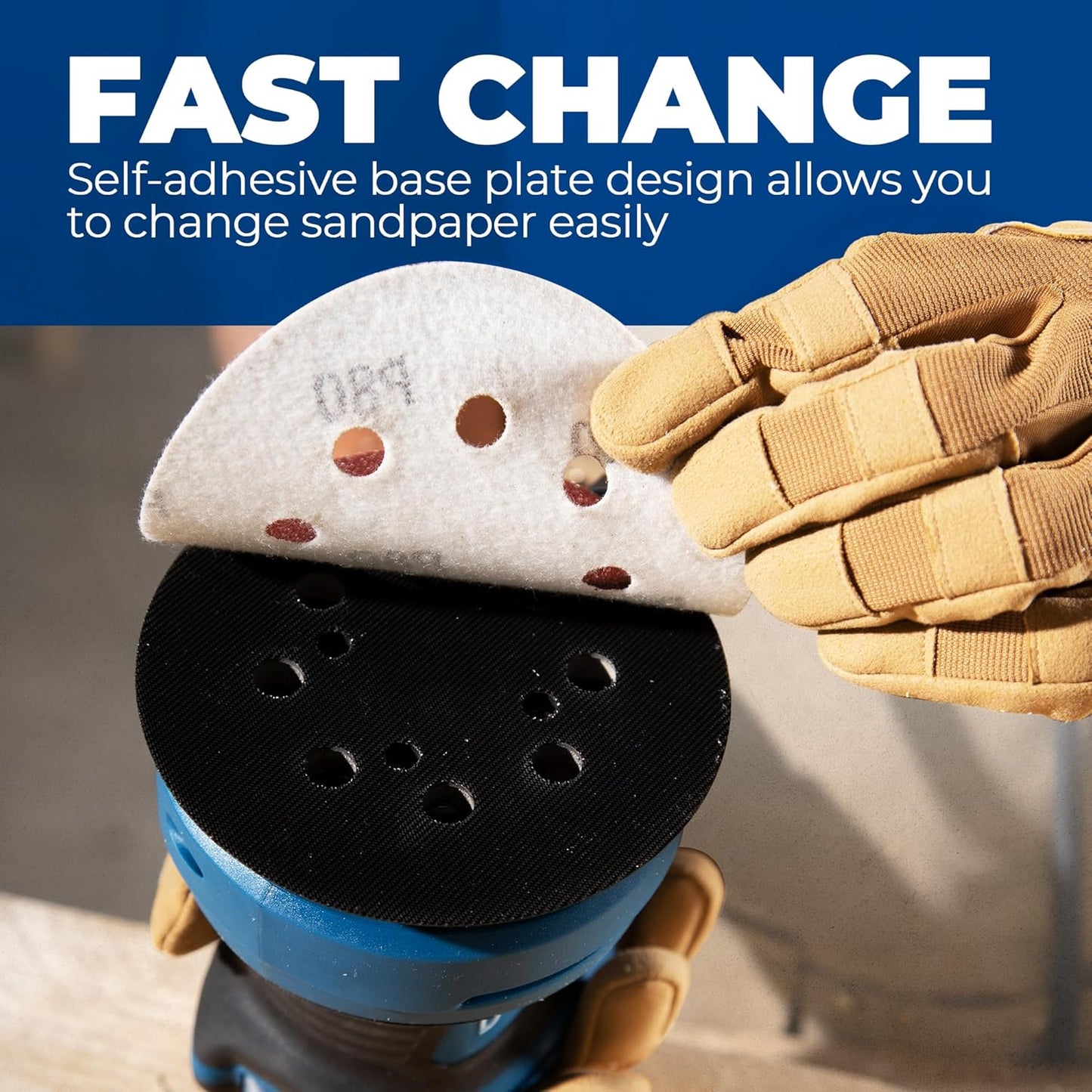 Dong Cheng 5-Inch Random Orbital Sander 3.2A 12800OPM Electric Palm Sander, 6 Variable Speeds, with 20pcs Sandpaper & Detachable Dust Bag, Power Sander for Woodworking, Sanding & Polishing